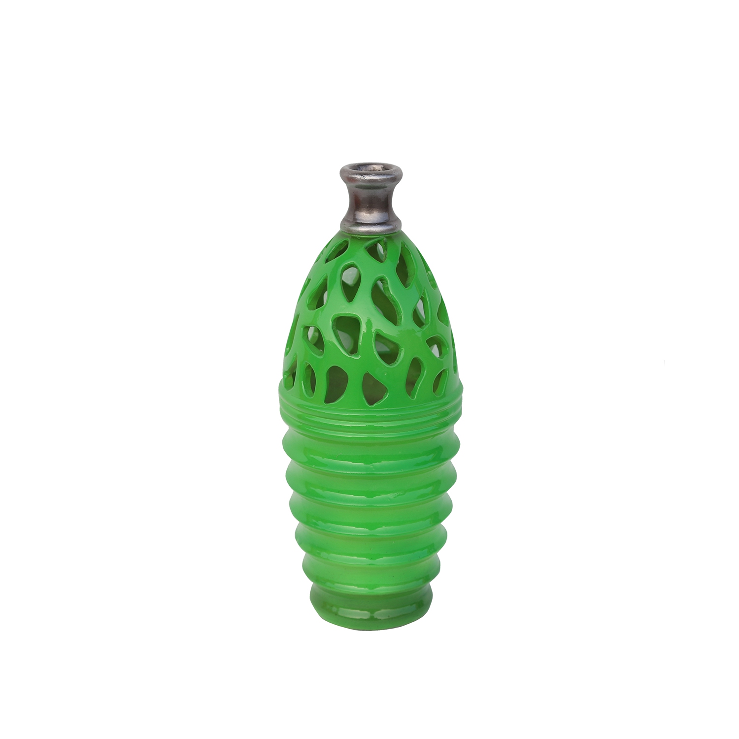 NorthLight 11.25 po Vase décoratif extérieur découpé vert lime et gris pour patio