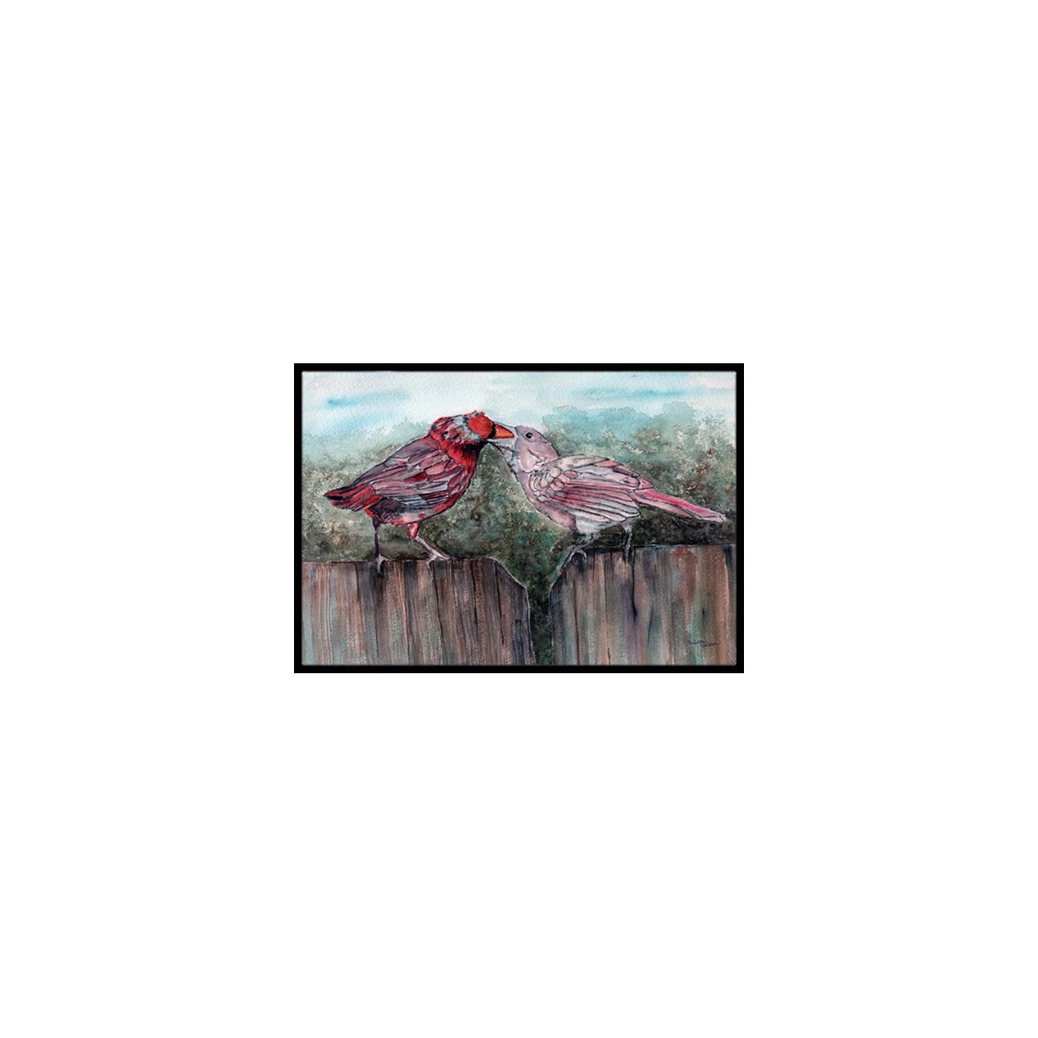 Carolines Treasures 8981JMAT Red Bird Feeding Indoor or Outdoor Mat 24 x 36 in.