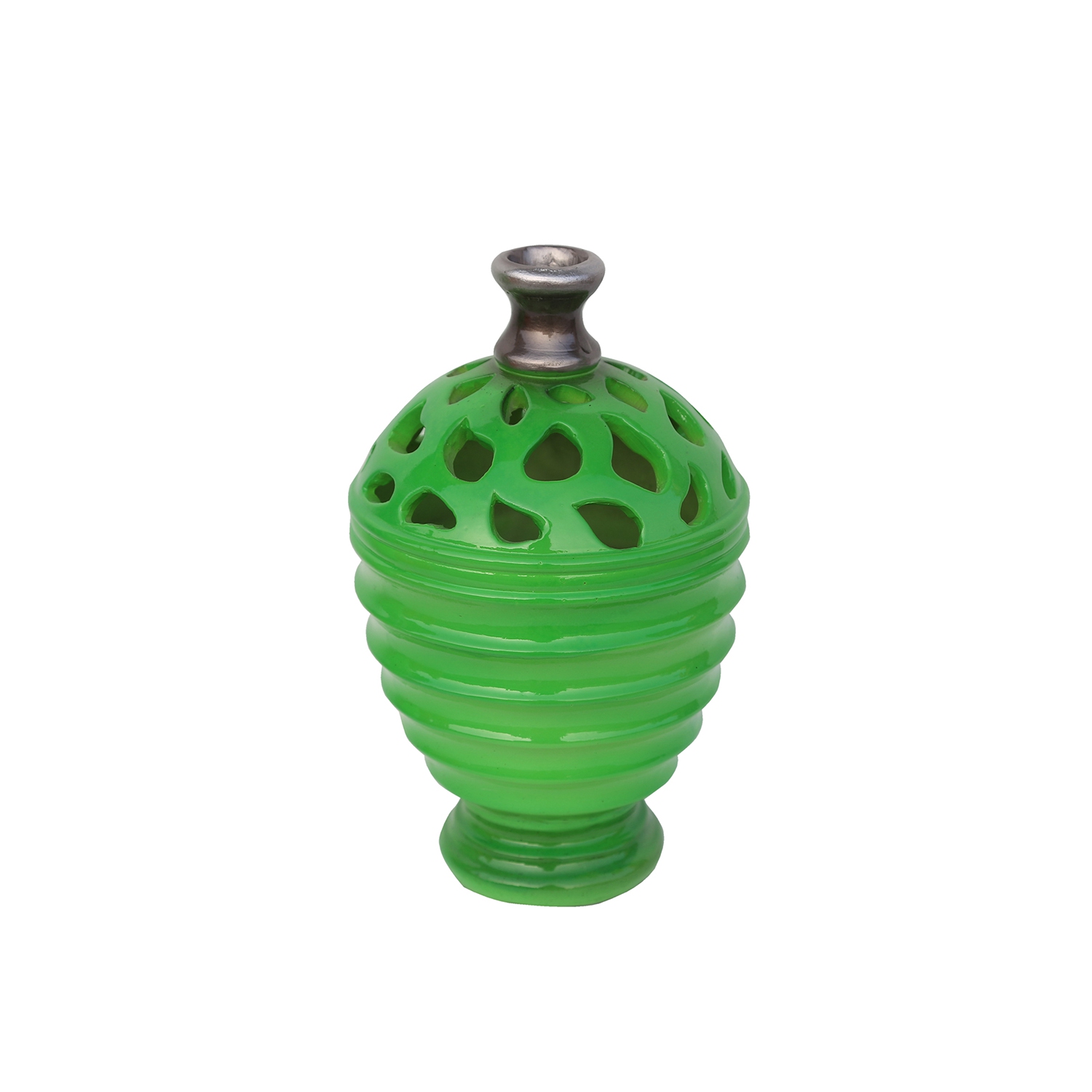 NorthLight 9,5 po Vase décoratif extérieur vert lime et gris découpé