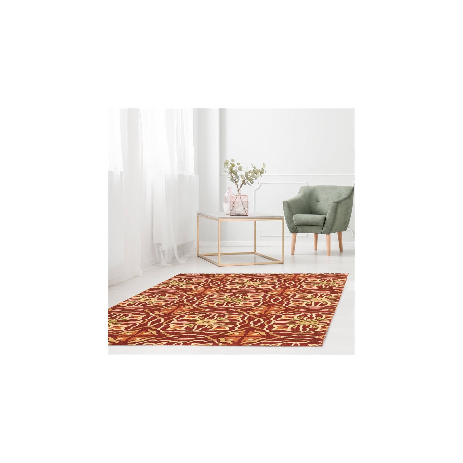 Linon RUGTA41657 5 x 7 ft. Trio Ikat Indoor Area Rug - Ivory & Grey