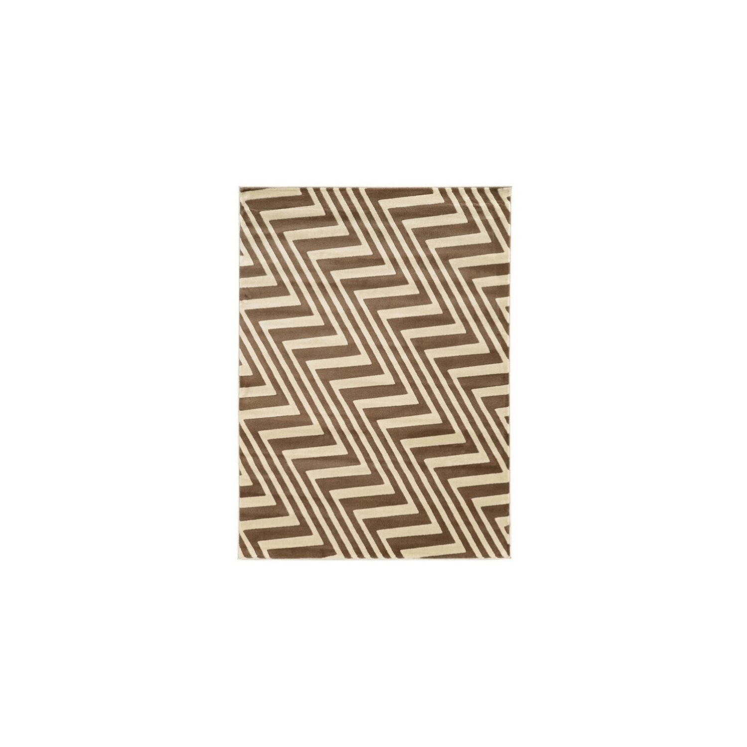Linon RUGRA1258 5x 7 ft. Roma Collection ZigZag Indoor Area Rug - Ivory & Beige