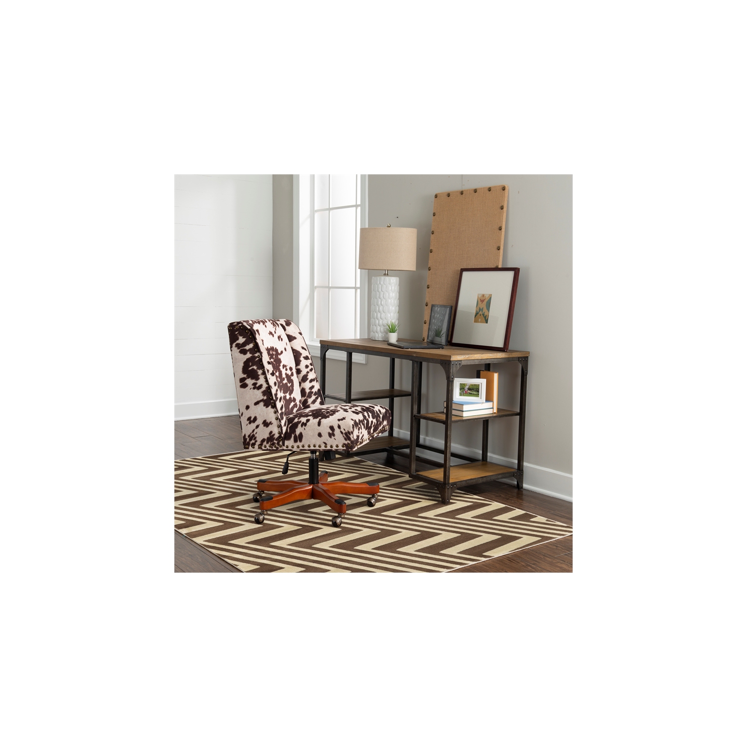 Linon RUGRA1258 5x 7 ft. Roma Collection ZigZag Indoor Area Rug - Ivory & Beige