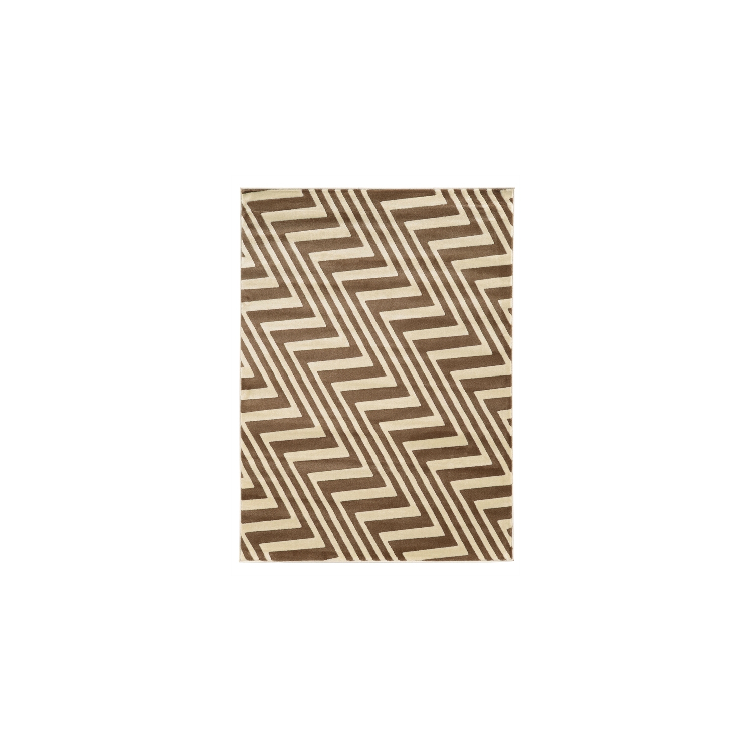 Linon RUGRA1258 5x 7 ft. Roma Collection ZigZag Indoor Area Rug - Ivory & Beige