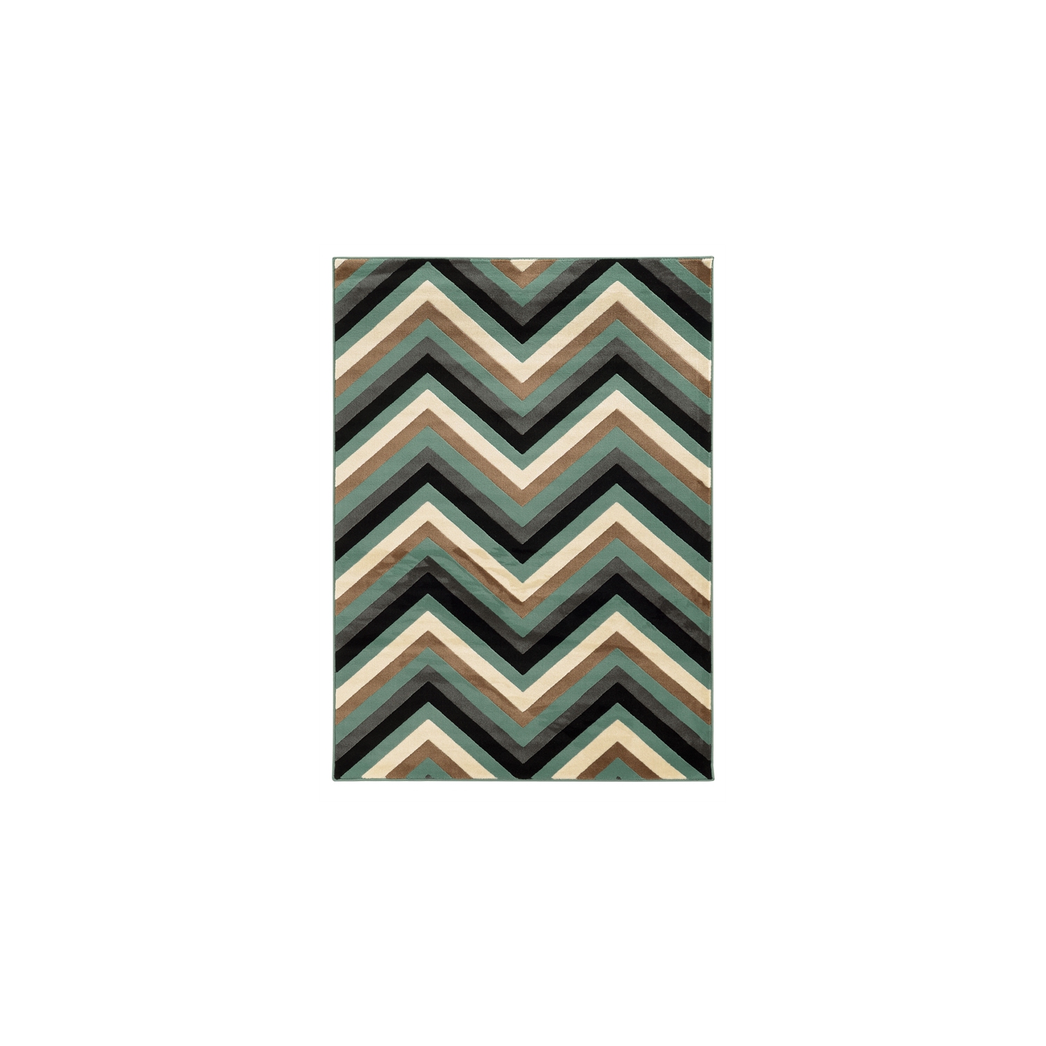 Linon RUGRA1358 5 x 7 ft. Roma Collection Chevron Indoor Area Rug - Turquoise & Grey