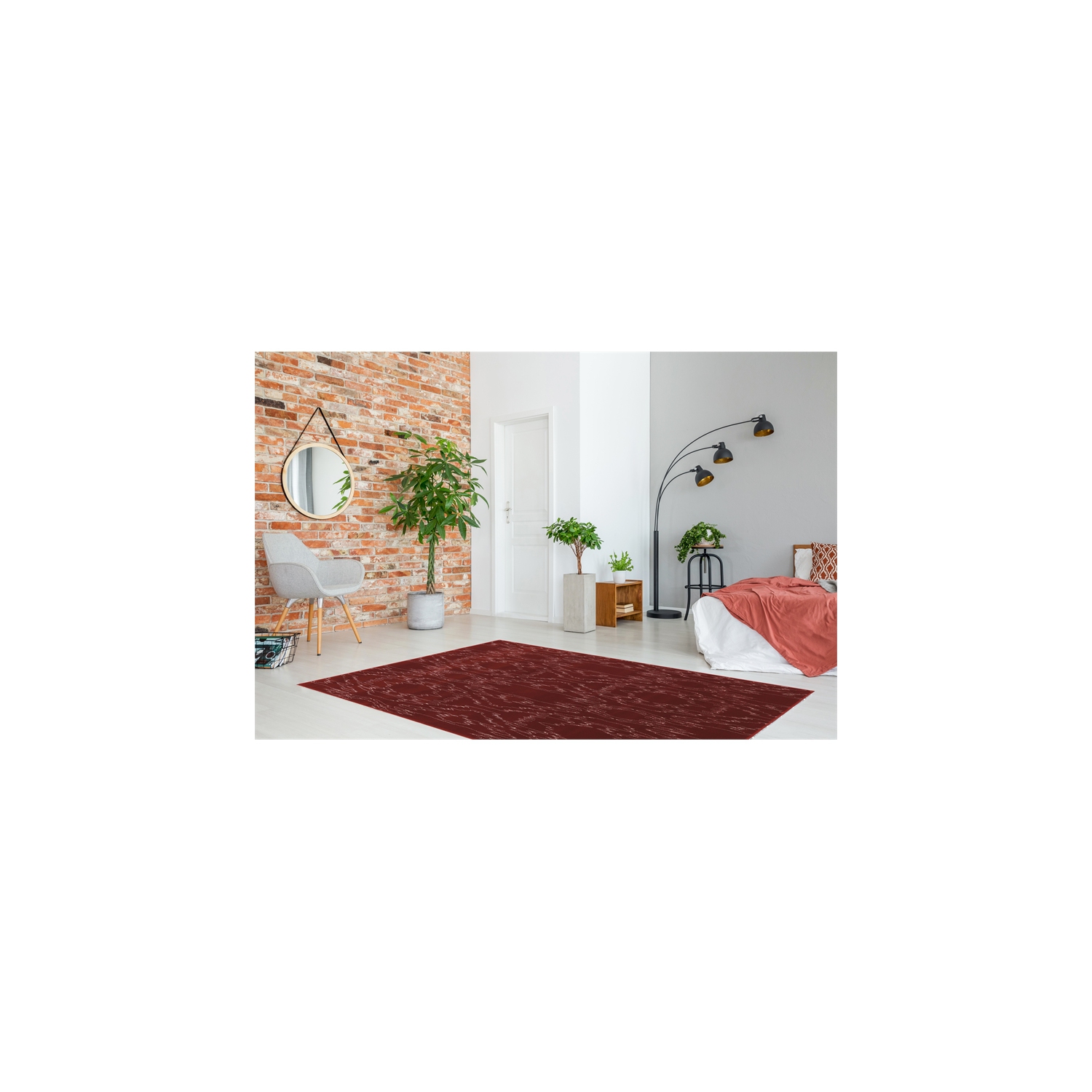 Linon RUGPA0358 5 ft. 3 in. x 7 ft. 6 in. Prisma Electric Indoor Area Rug - Red
