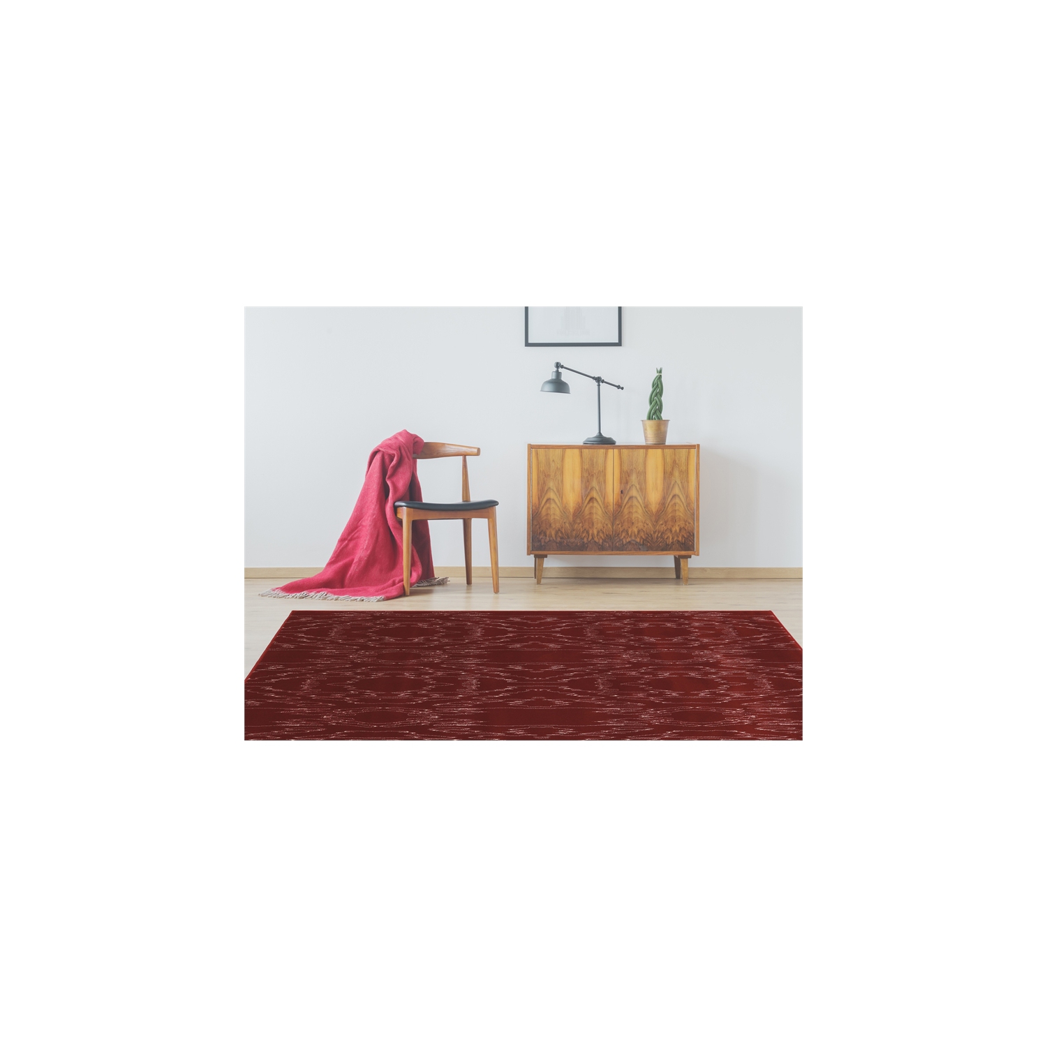 Linon RUGPA0358 5 ft. 3 in. x 7 ft. 6 in. Prisma Electric Indoor Area Rug - Red