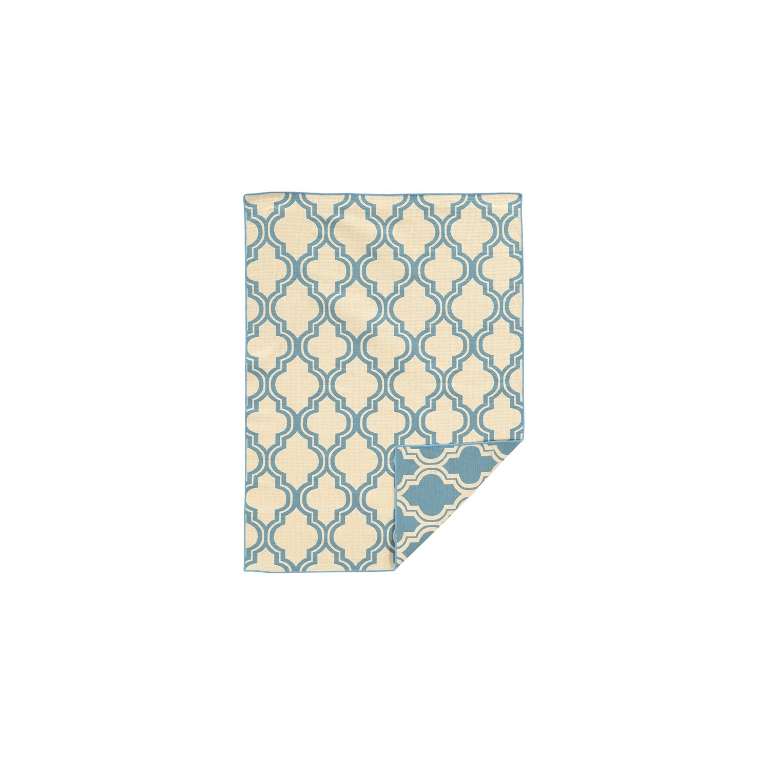 Linon RUG-SA2358 5 x 8 pi. Tapis d'intérieur à quadrilobes Salonika - Bleu pâle