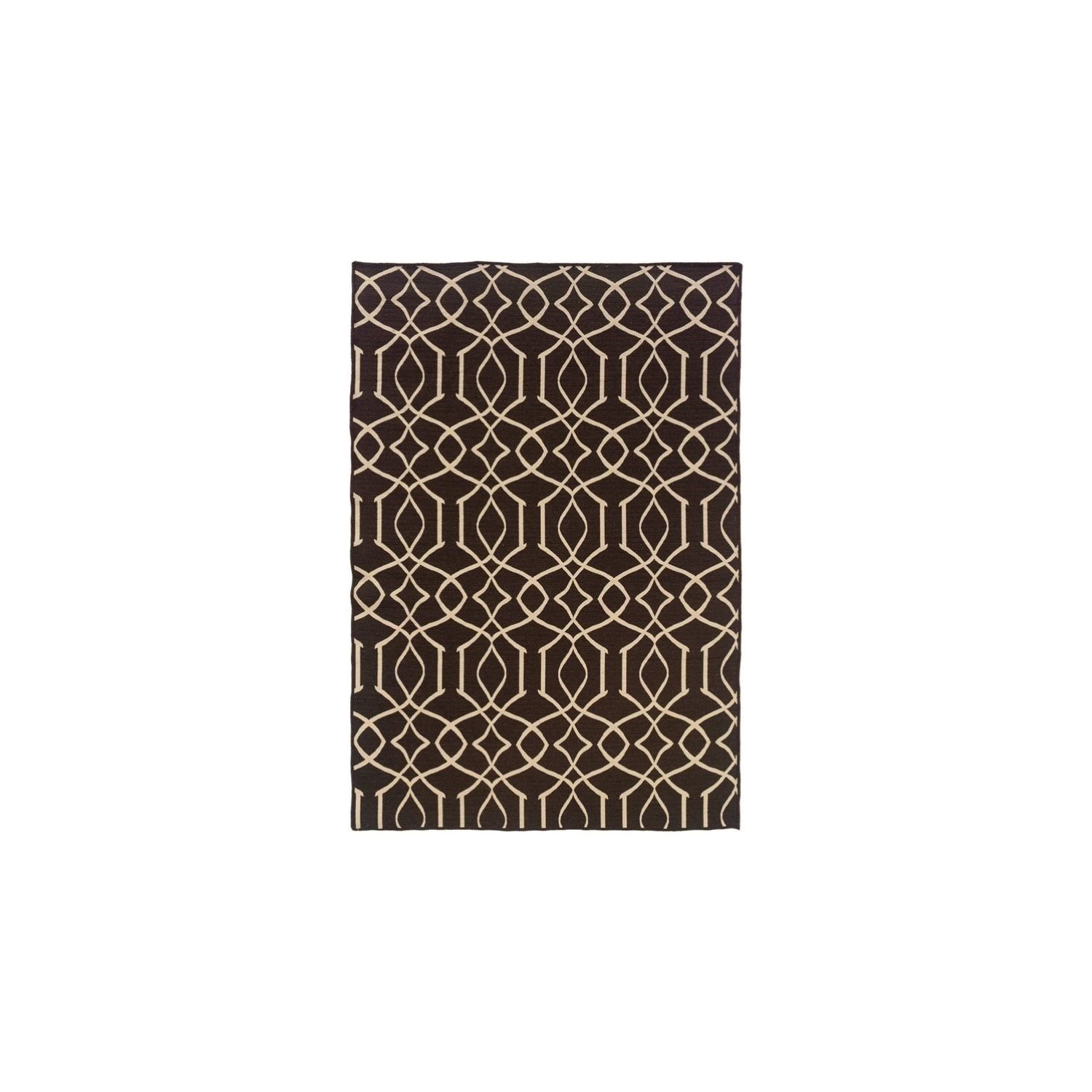 Linon RUG-SA1558 5 ft. x 8 ft. Salonika Flat Woven Area Rug - Brown