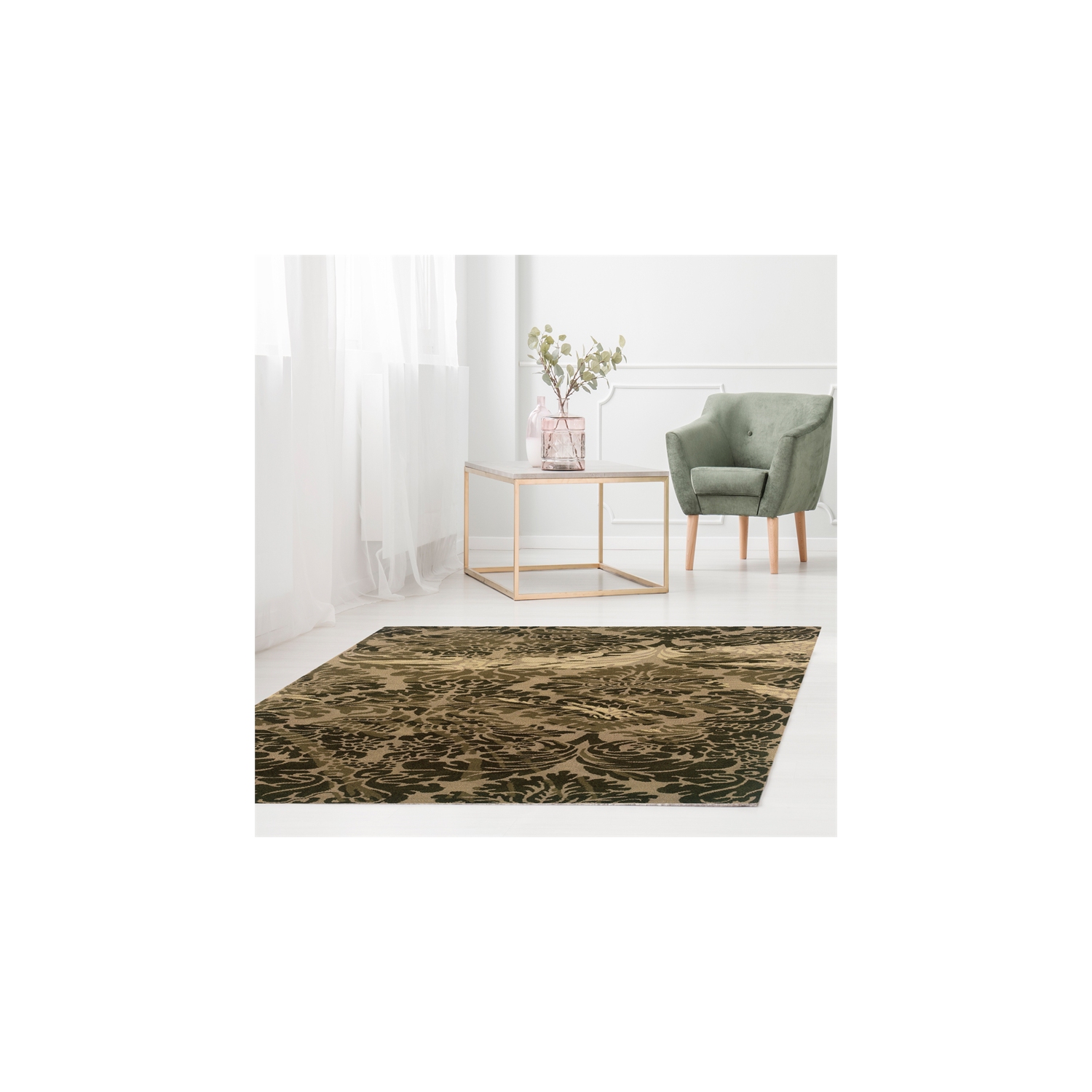 Linon RUG-FL0357 5 x 7 ft. Florence Tufted Indoor Area Rug - Taupe & Olive