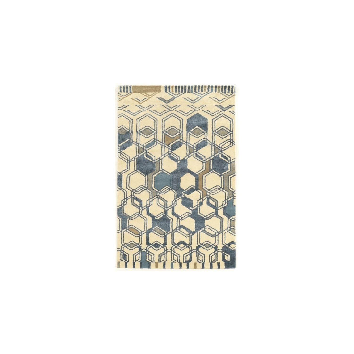 Linon RUGAE1058 5 x 8 ft. Aspire Wool Triangle Rug - Ivory & Grey