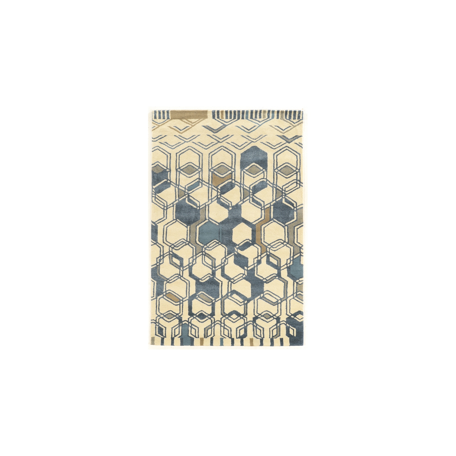 Linon RUGAE1058 5 x 8 ft. Aspire Wool Triangle Rug - Ivory & Grey