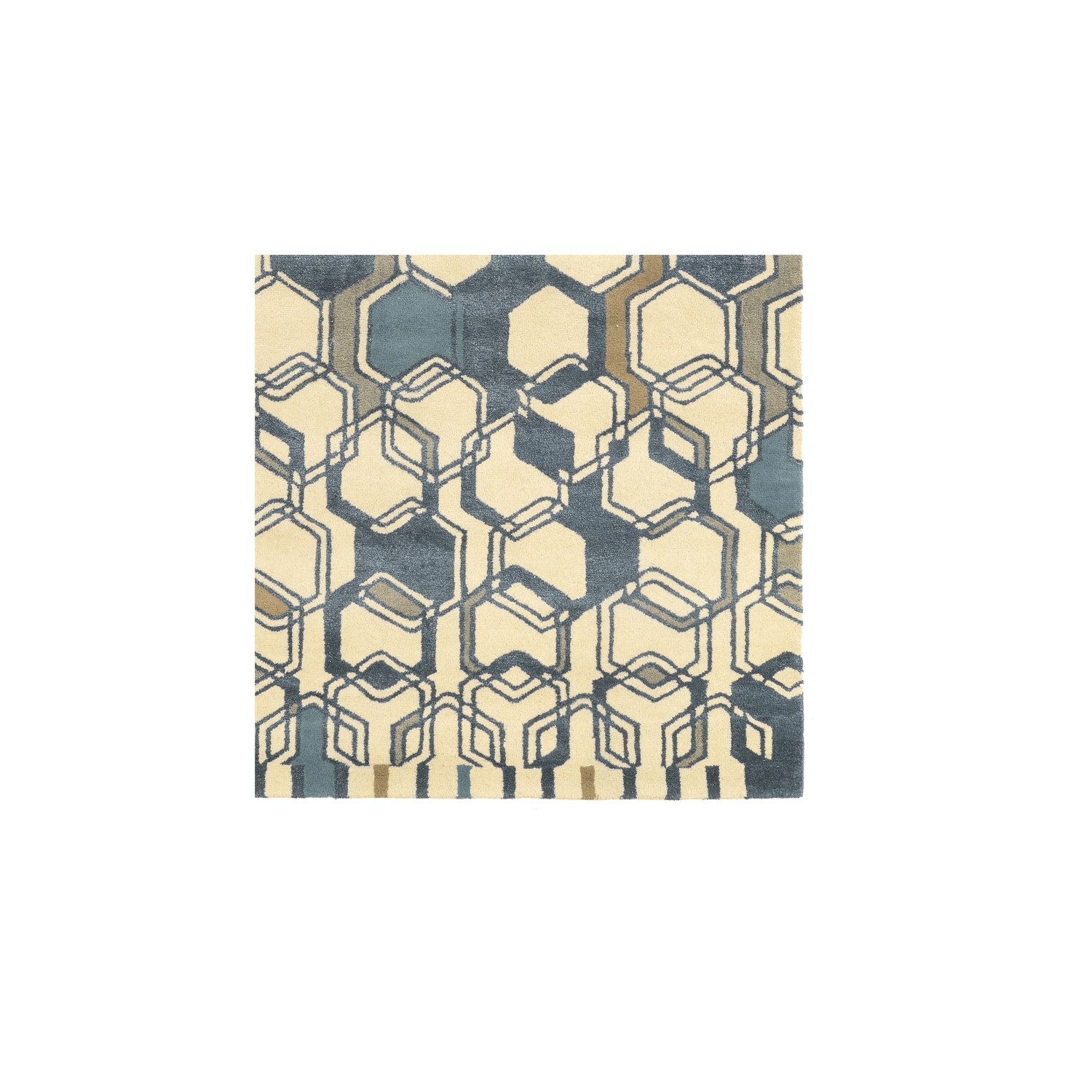 Linon RUGAE1058 5 x 8 ft. Aspire Wool Triangle Rug - Ivory & Grey