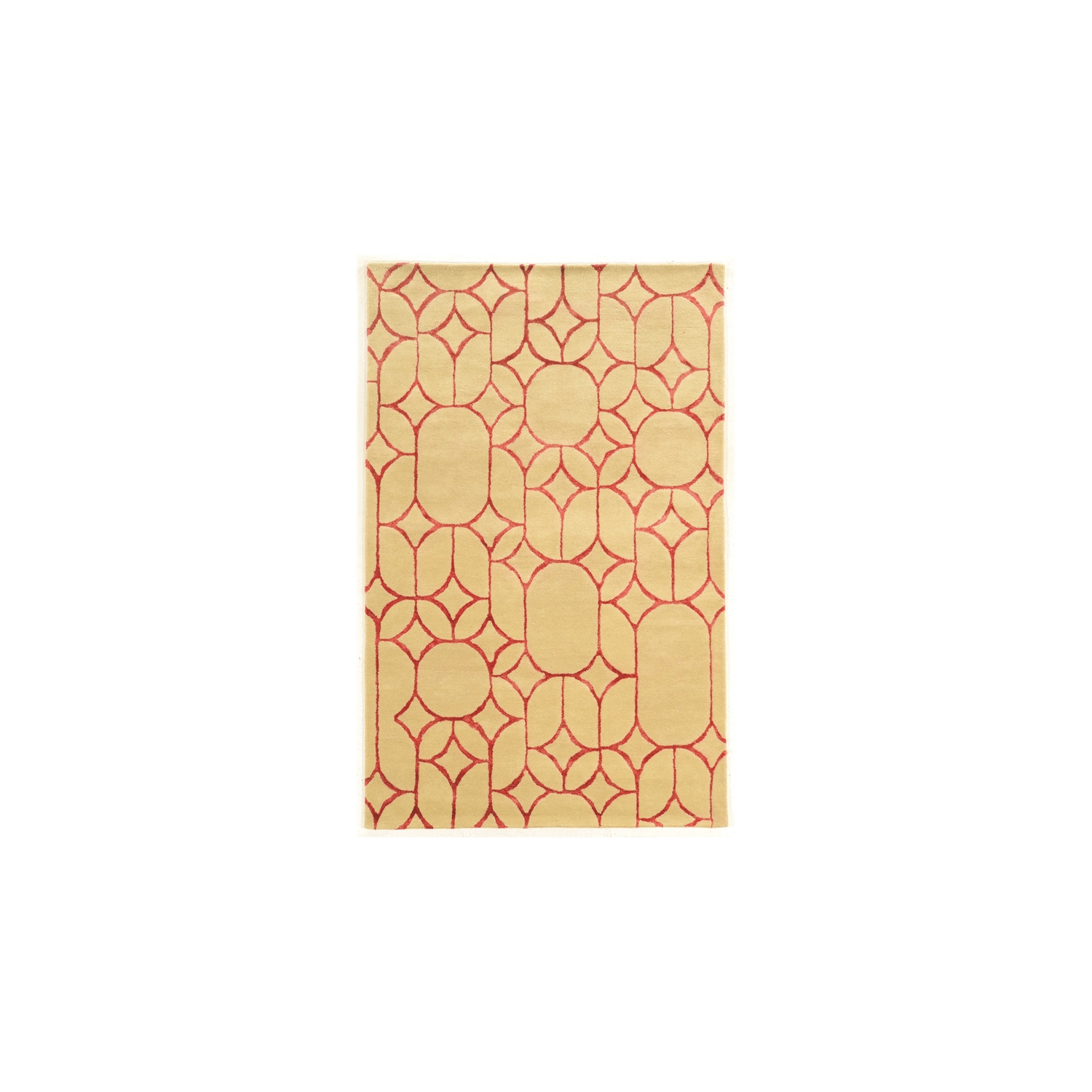 Linon RUGAE1658 5 x 8 ft. Aspire Wool Window Rug - Ivory & Coral