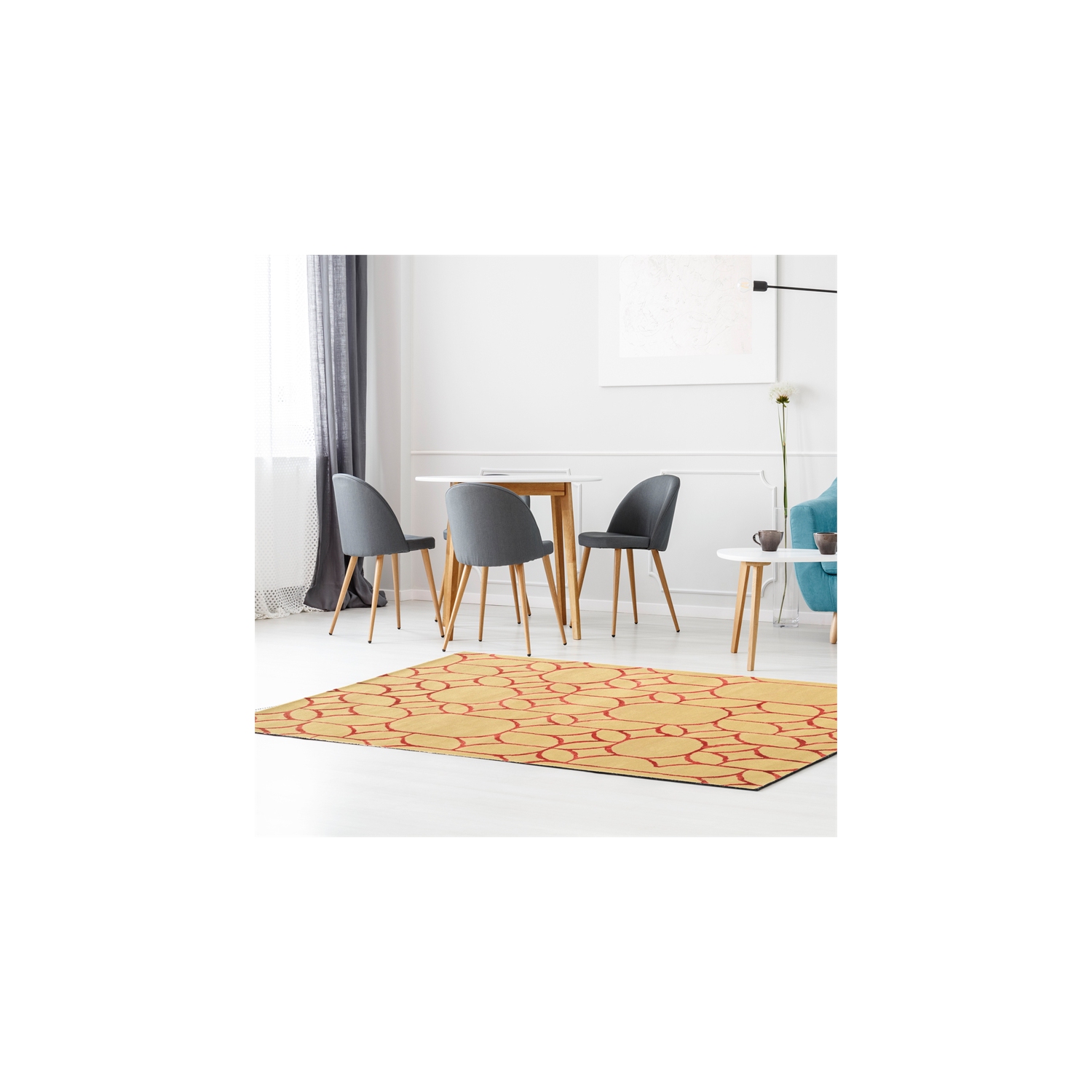 Linon RUGAE1658 5 x 8 ft. Aspire Wool Window Rug - Ivory & Coral