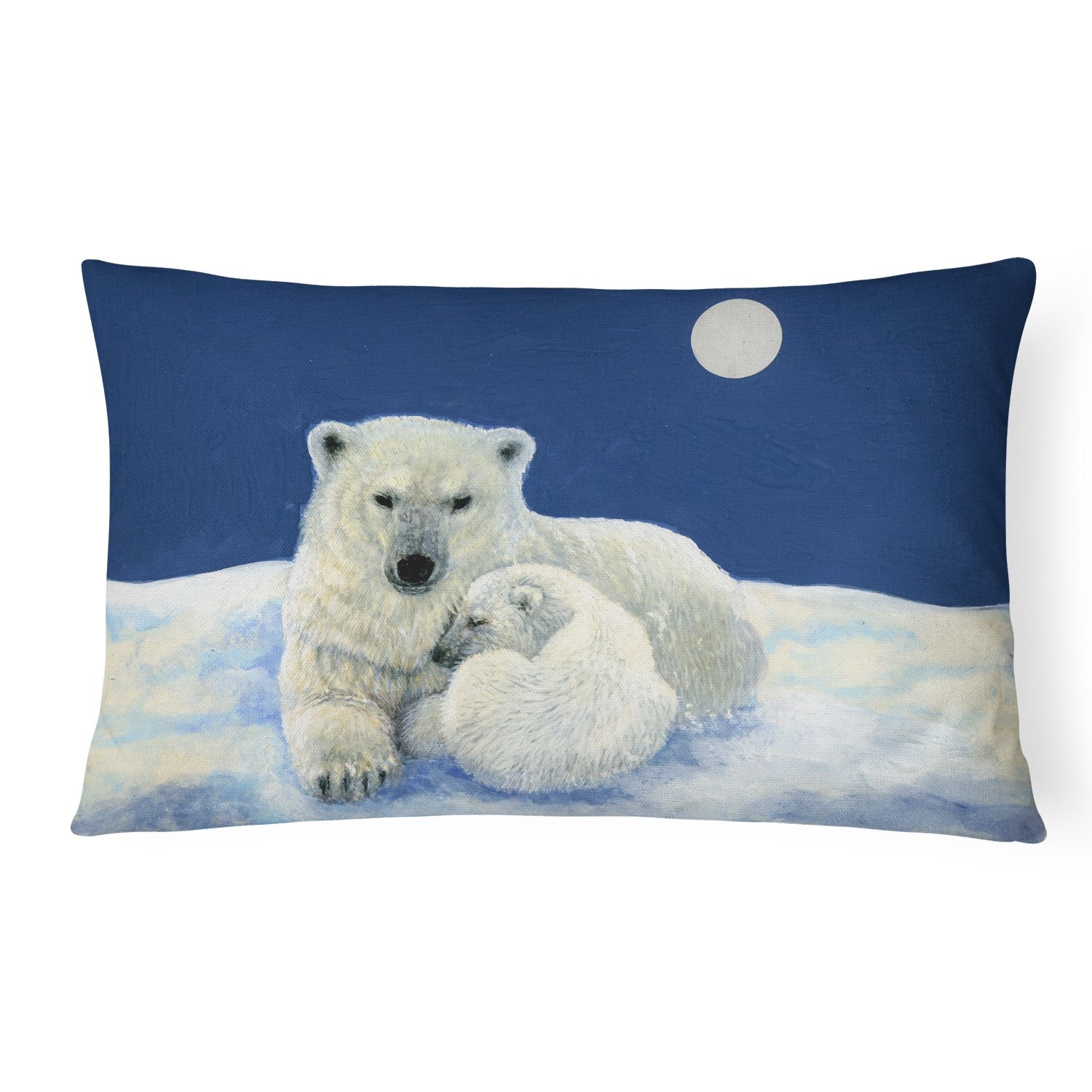 Carolines Treasures BDBA0429PW1216 Polar Bears Moonlight Snuggle Fabric Decorative Pillow