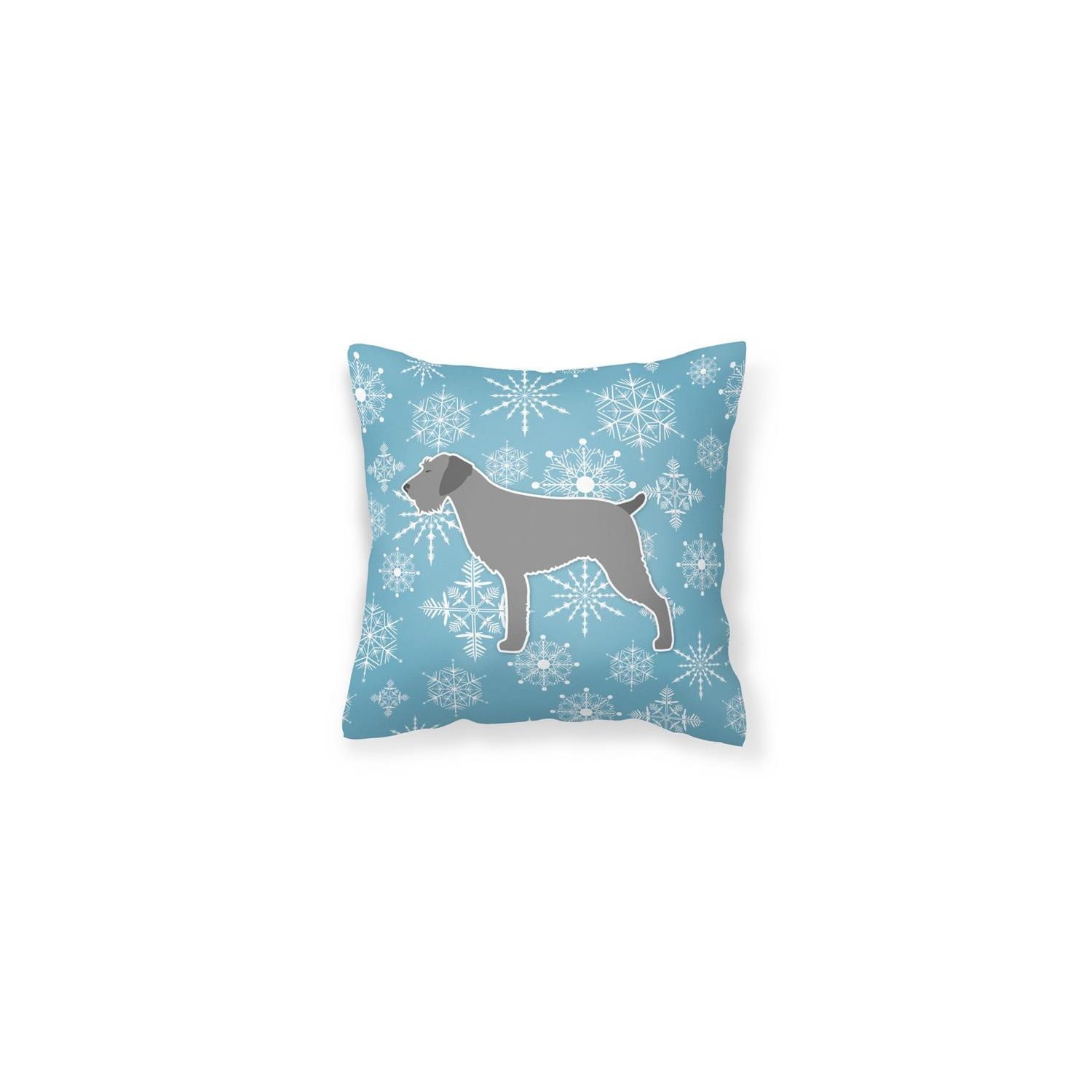 Carolines Treasures BB3511PW1414 Winter Snowflake German Wirehaired Pointer Fabric Decorative Pillow