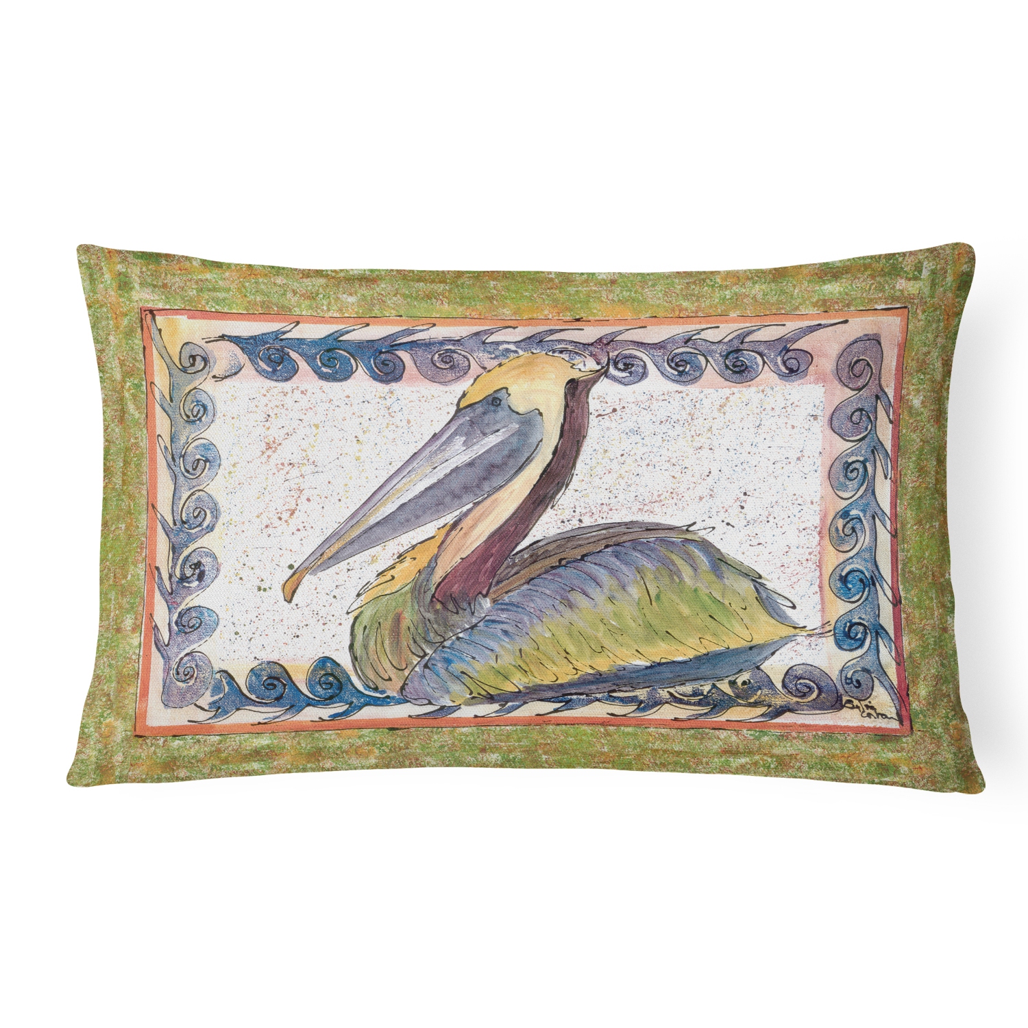 Carolines Treasures 8057PW1216 Bird - Pelican Indoor & Outdoor Decorative Fabric Pillow - 12 x 16 in.