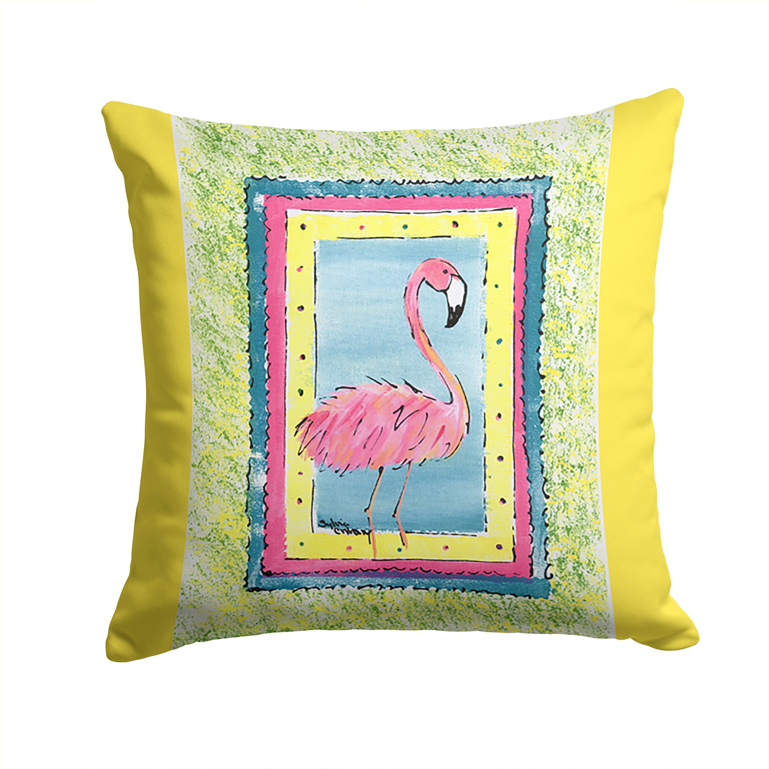 Carolines Treasures 8106-BPW1414 14 x 14 in. Bird - Flamingo Decorative Fabric Pillow