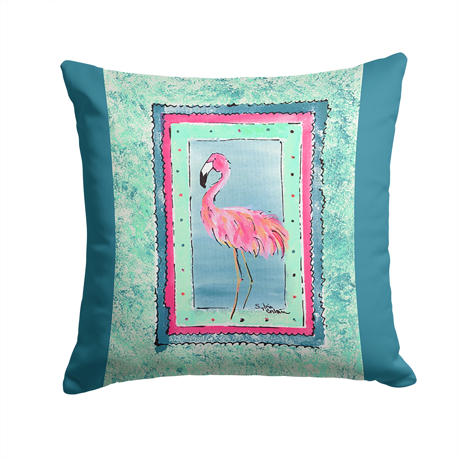 Carolines Treasures 8107-CPW1414 14 x 14 in. Bird - Flamingo Decorative Fabric Pillow