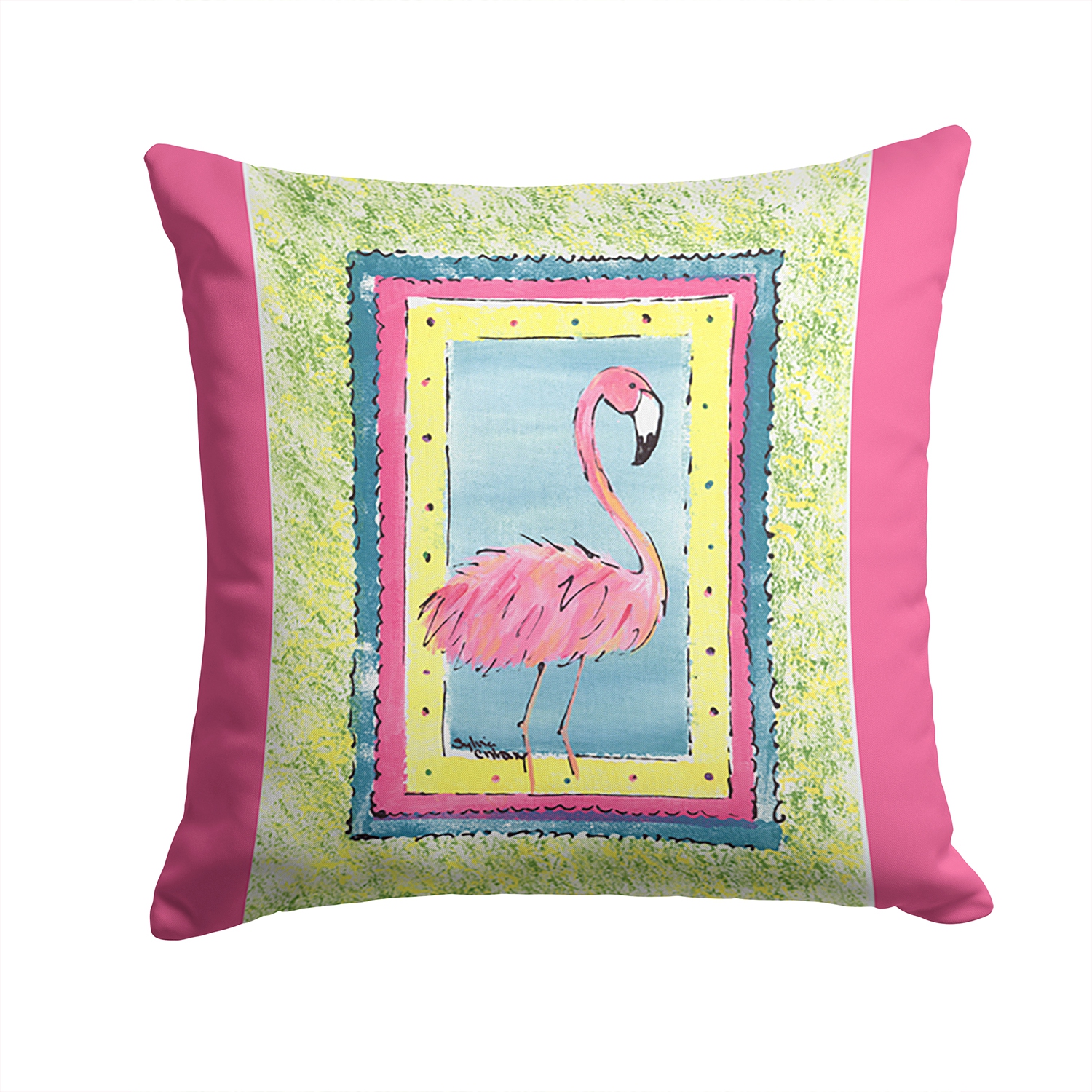 Carolines Treasures 8106-APW1414 14 x 14 in. Bird - Flamingo Decorative Fabric Pillow