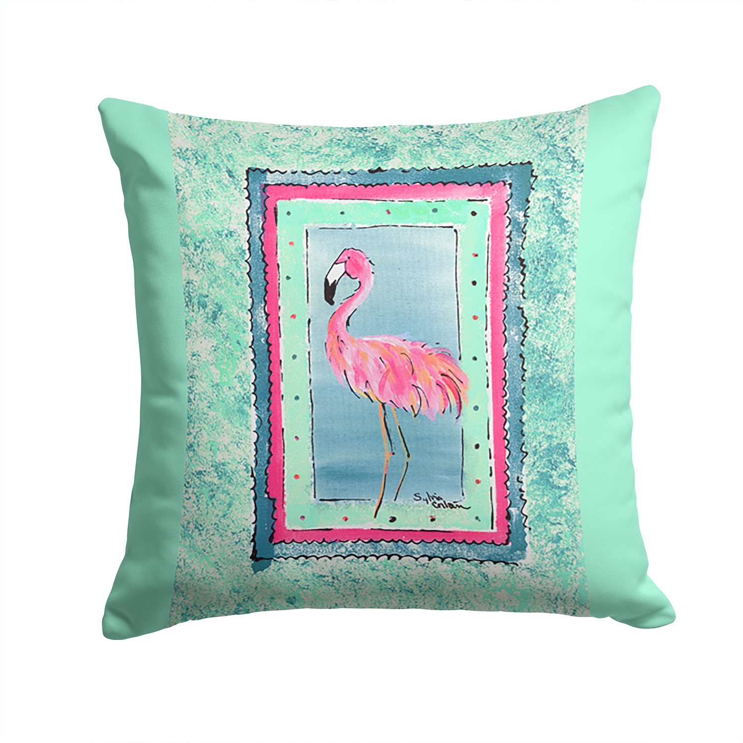 Carolines Treasures 8107-BPW1414 14 x 14 in. Bird - Flamingo Decorative Fabric Pillow