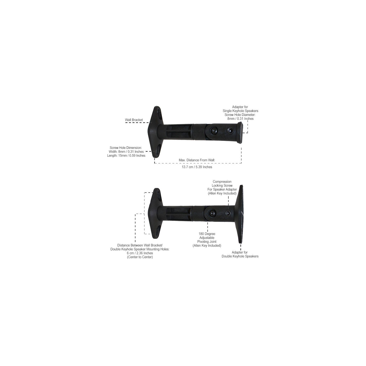 Boost Industries CWSM-B Universal Home Theater Speaker Brackets, Tilt, Swivel