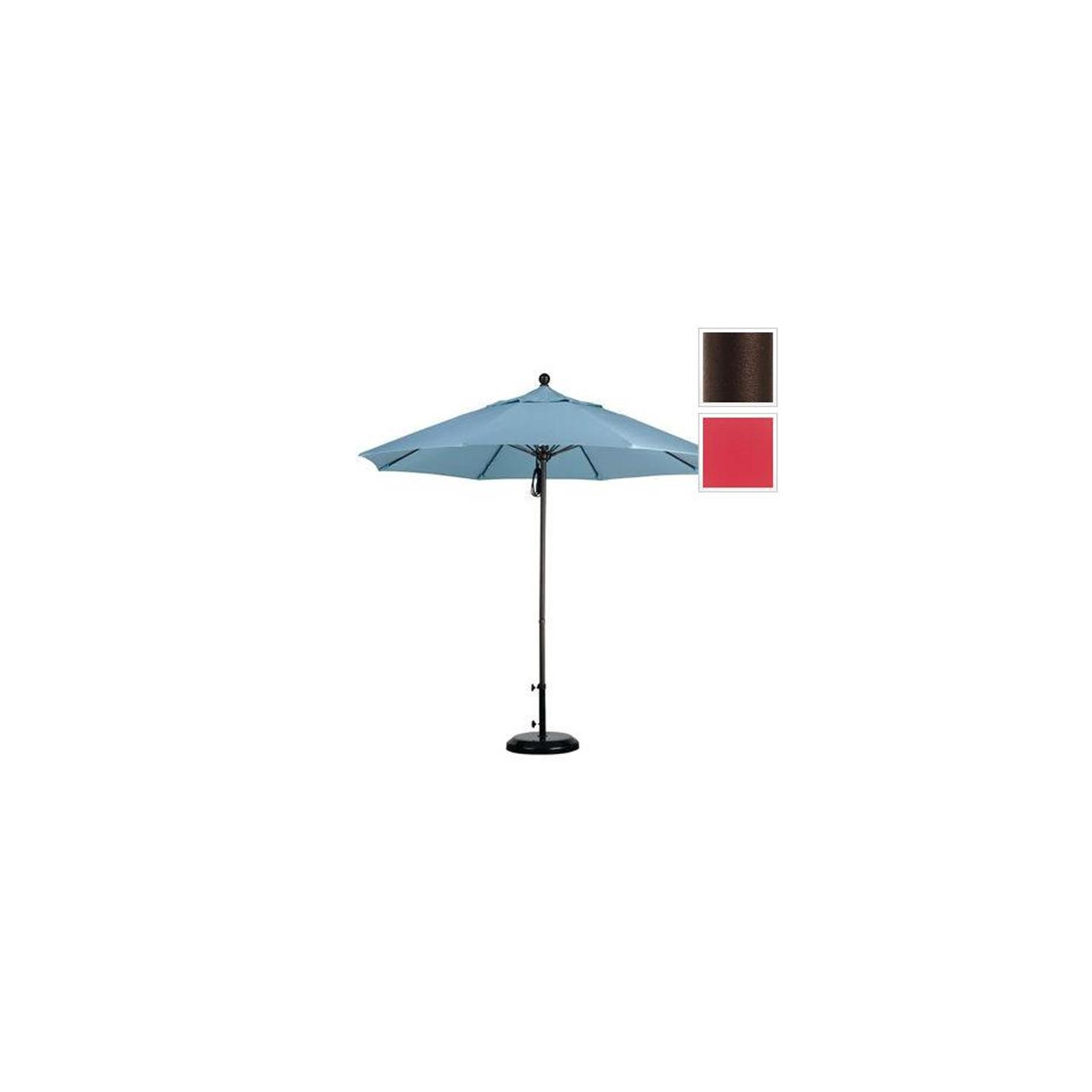 March Products ALTO908117-5403 9 ft. Fiberglass Pulley Open Market Umbrella - Bronze and Sunbrella-Jockey Red