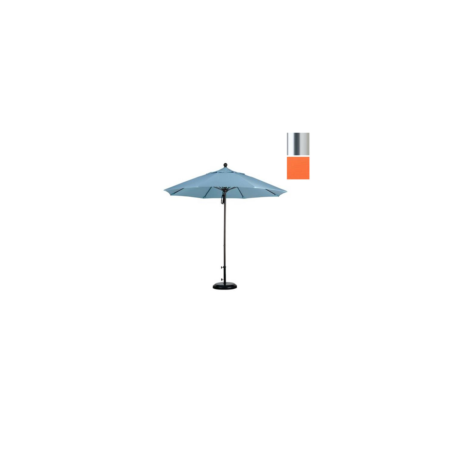 California Umbrella ALTO908002-5417 9 ft. Fiberglass Market Umbrella Pulley Open S Anodized-Sunbrella-Tuscan