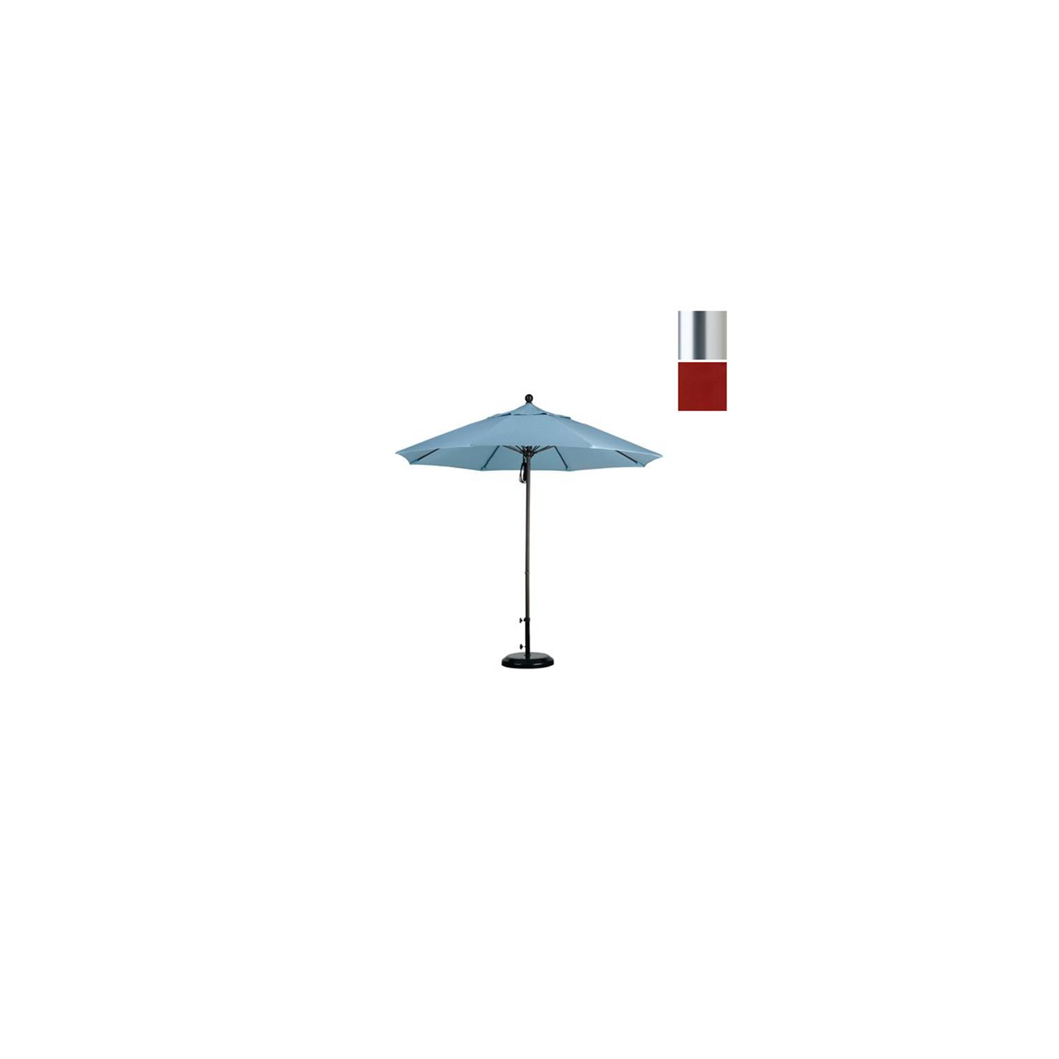 California Umbrella ALTO908002-5440 9 ft. Fiberglass Market Umbrella Pulley Open S Anodized-Sunbrella-Terracotta