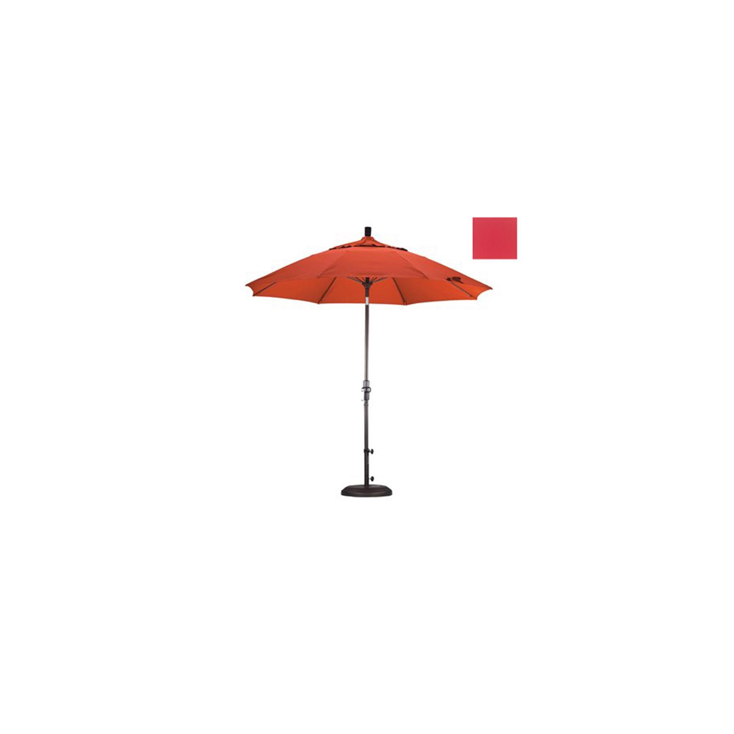California Umbrella GSCUF908117-5403 9 ft. Fiberglass Market Umbrella Collar Tilt Bronze-Sunbrella-Jockey Red