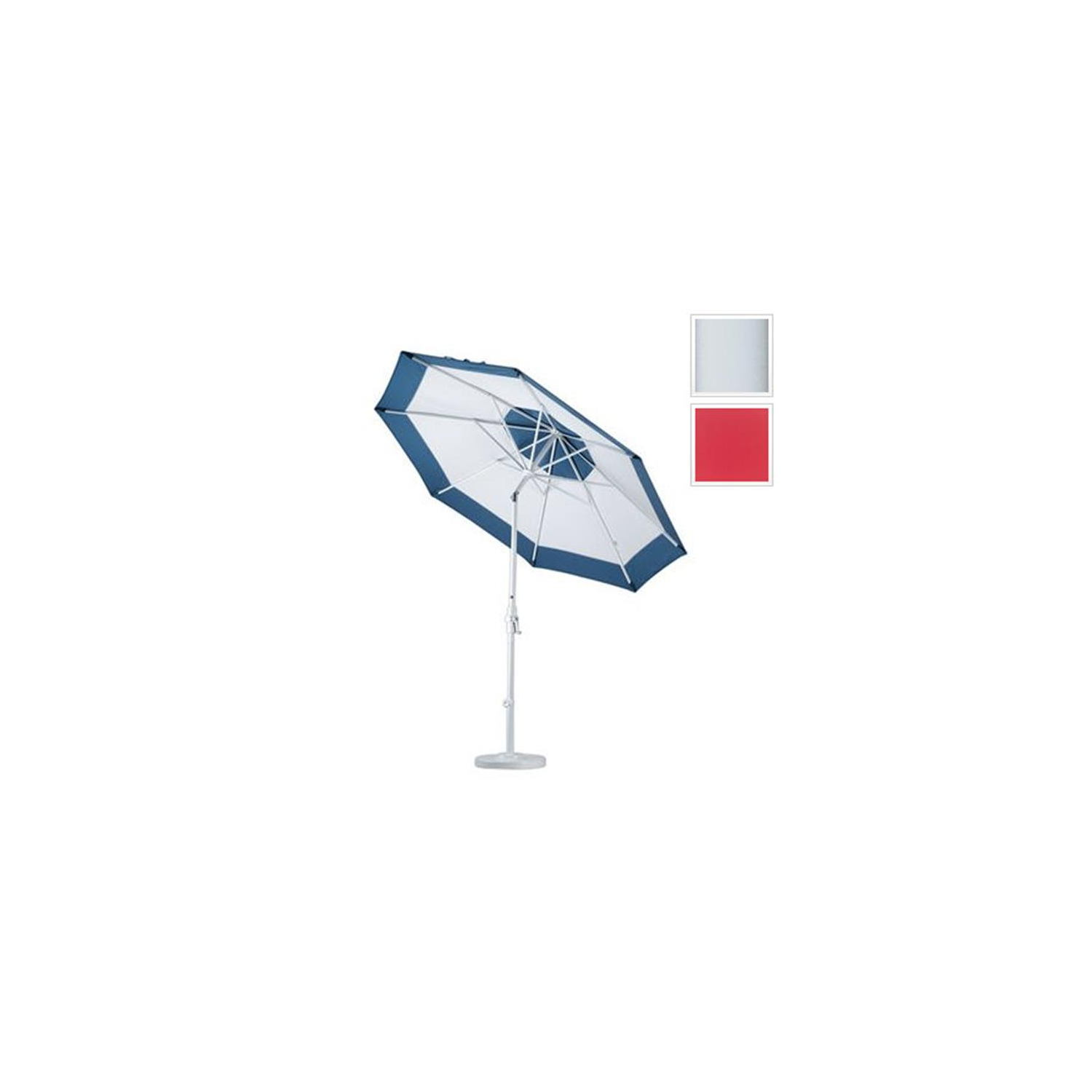 California Umbrella GSCU908170-5403 9 ft. Aluminum Market Umbrella Collar Tilt - Matted White-Sunbrella-Jockey Red