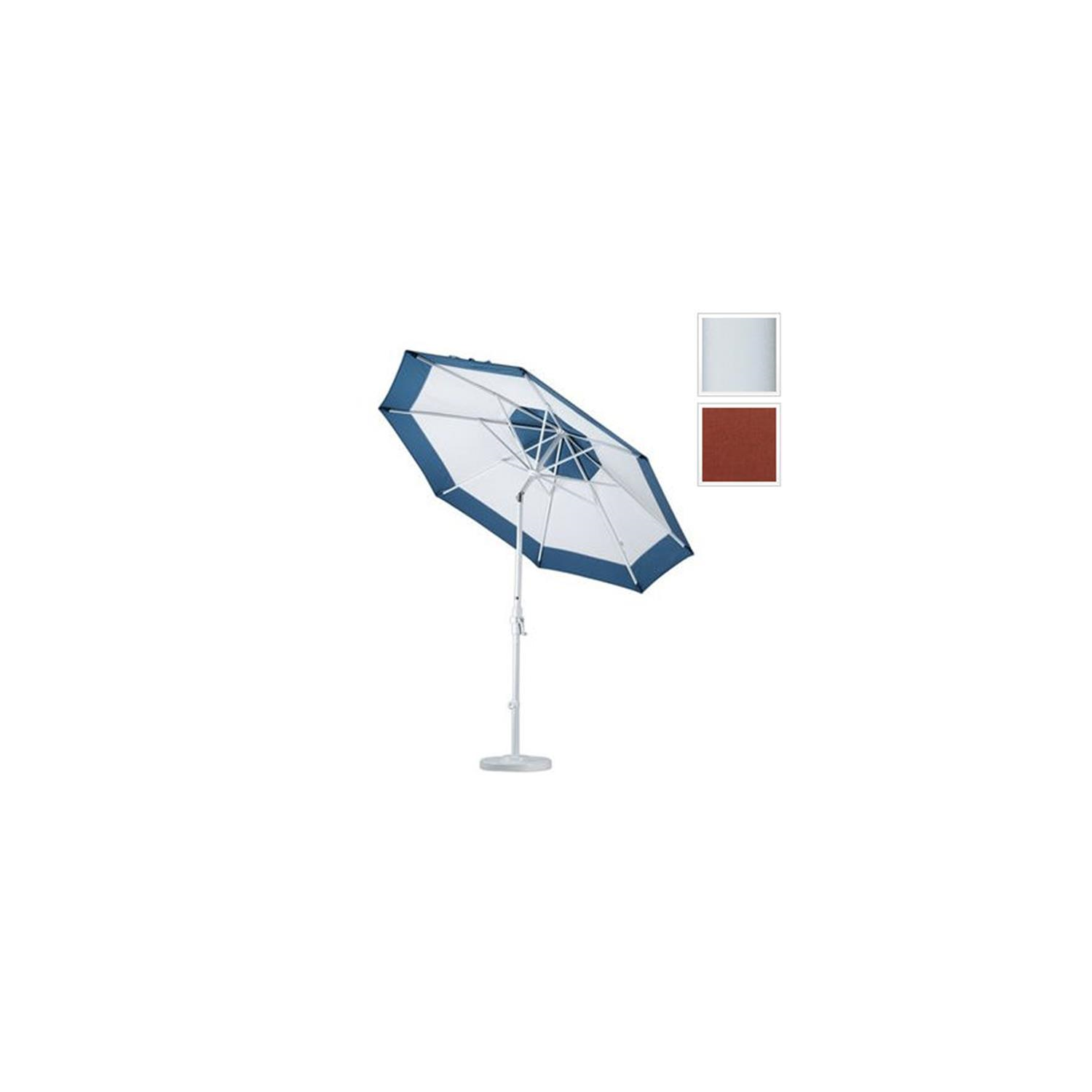 California Umbrella GSCU908170-5407 9 ft. Aluminum Market Umbrella Collar Tilt - Matted White-Sunbrella-Henna