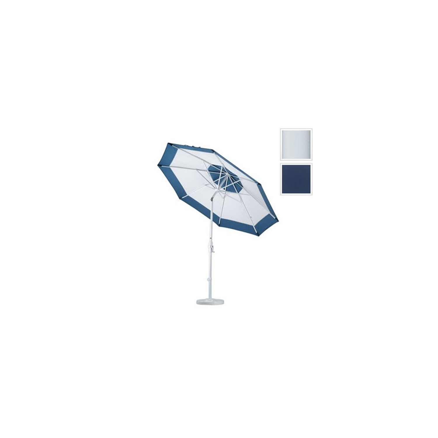 California Umbrella GSCU908170-5439 9 ft. Aluminum Market Umbrella Collar Tilt - Matted White-Sunbrella-Navy