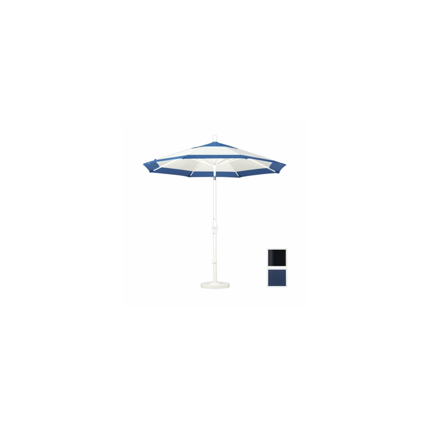 Produits de mars GSCU908302-5439 9&nbsp;pi. Inclinaison de collier de parasol en aluminium Market - Noir mat - Sunbrella - Bleu marine