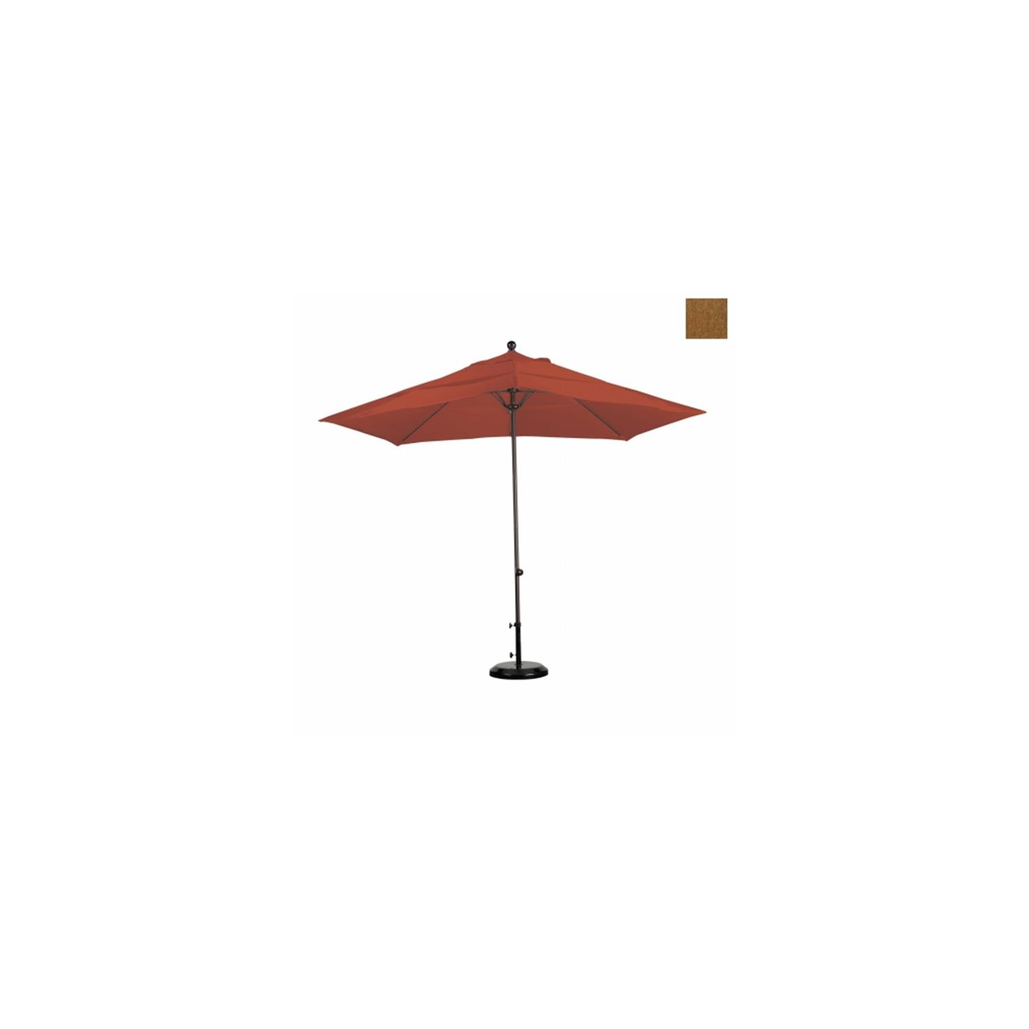 Parasol California EZF118-5488-DWV 11&nbsp;pi. Parasol de marché en fibre de verre EasyLift sans manivelle, sans inclinaison, toile de teck bronze