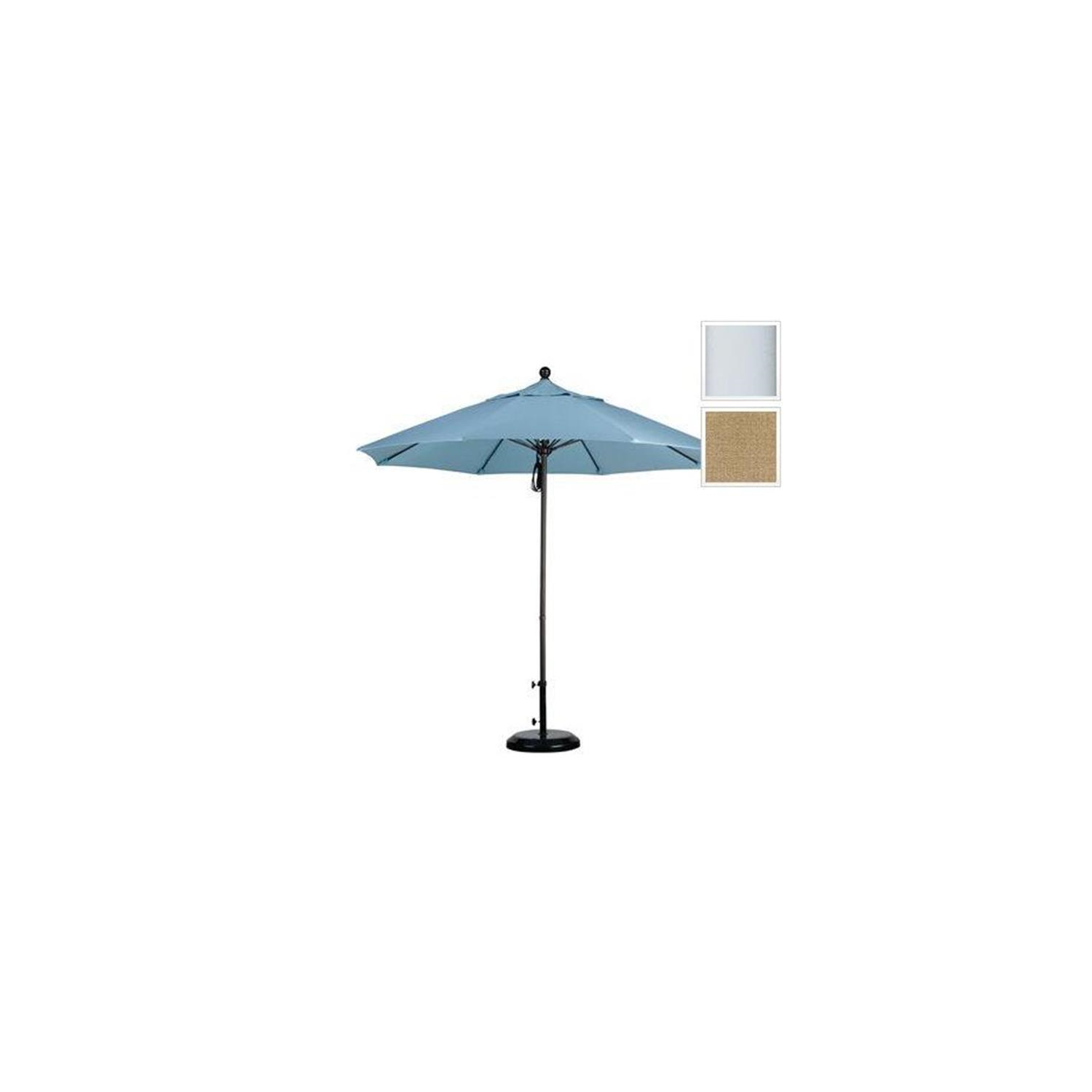 March Products ALTO908170-8318 9 ft. Fiberglass Pulley Open Market Umbrella - Matted White and Sunbrella-Sesame Linen