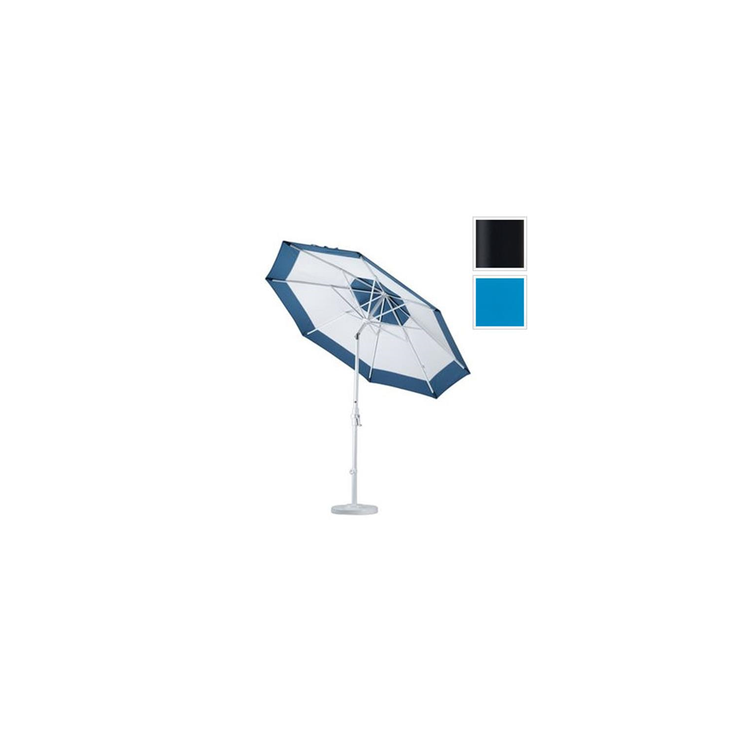 Parasol California GSCU908302-5401 9&nbsp;pi. Inclinaison du collier du parasol en aluminium – Noir mat – Bleu Pacifique