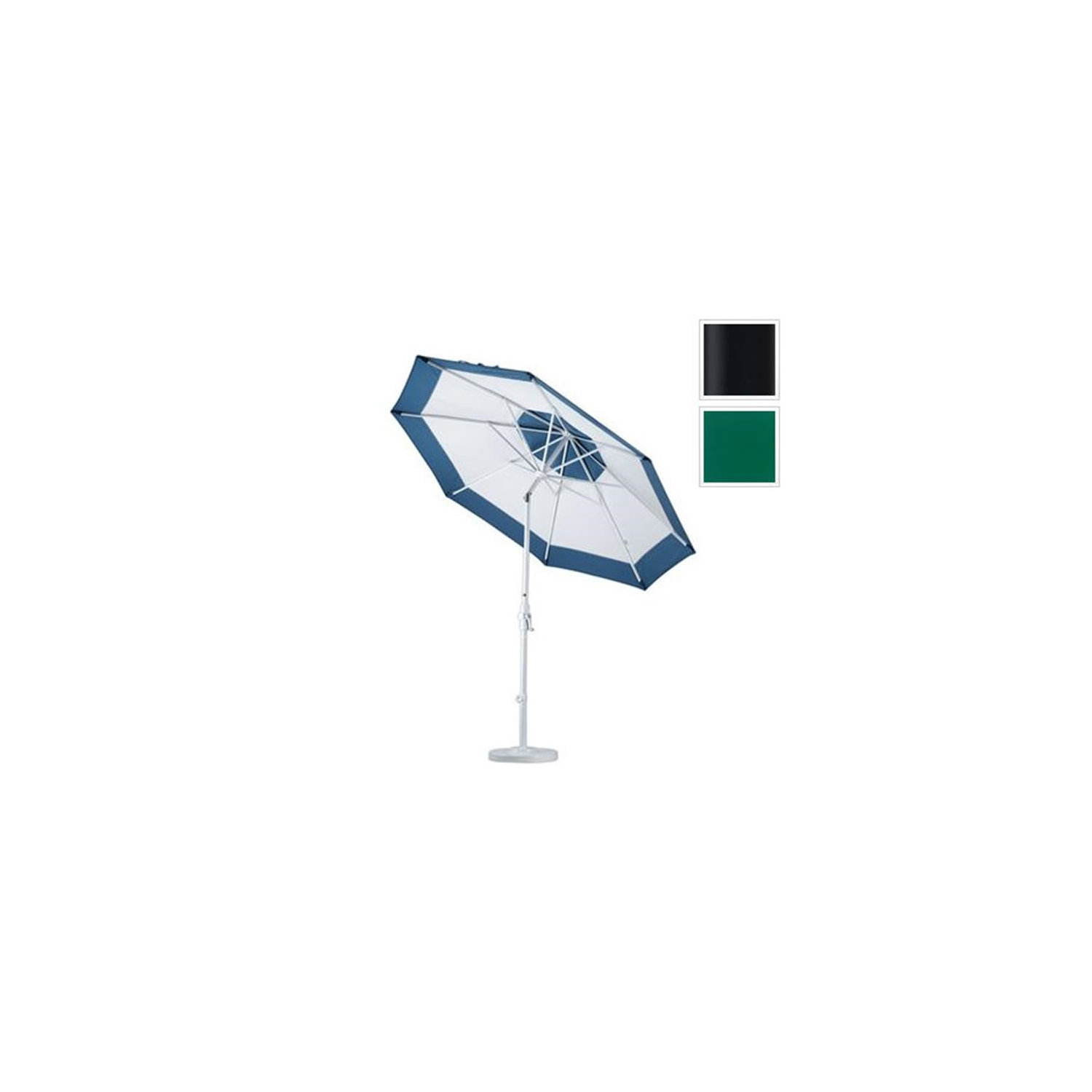 California Umbrella GSCU908302-5446 9 ft. Aluminum Market Umbrella Collar Tilt - Matted Black-Sunbrella-Forest Green