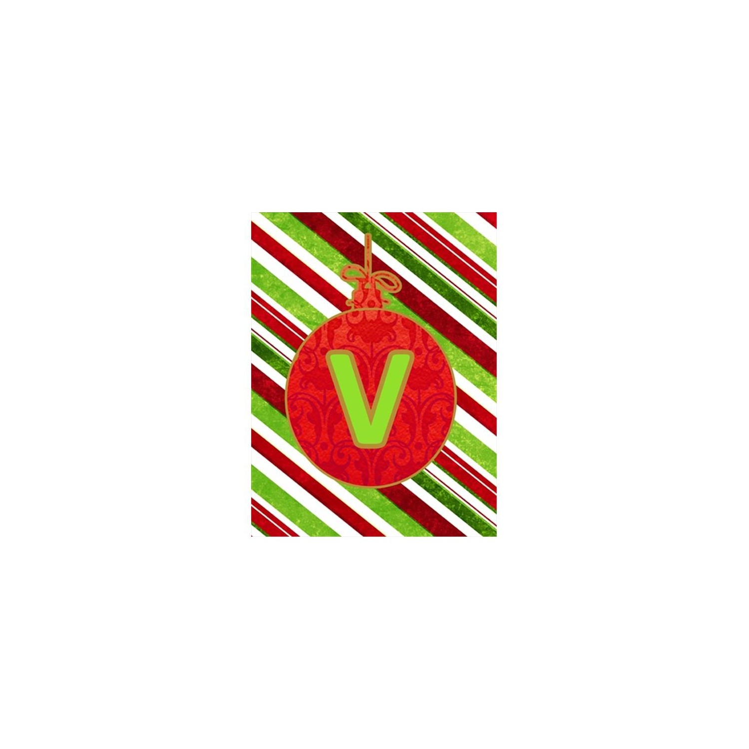 Carolines Treasures CJ1039-V-GF Christmas Oranment Holiday Letter V Monogram Initial Flag Garden Size