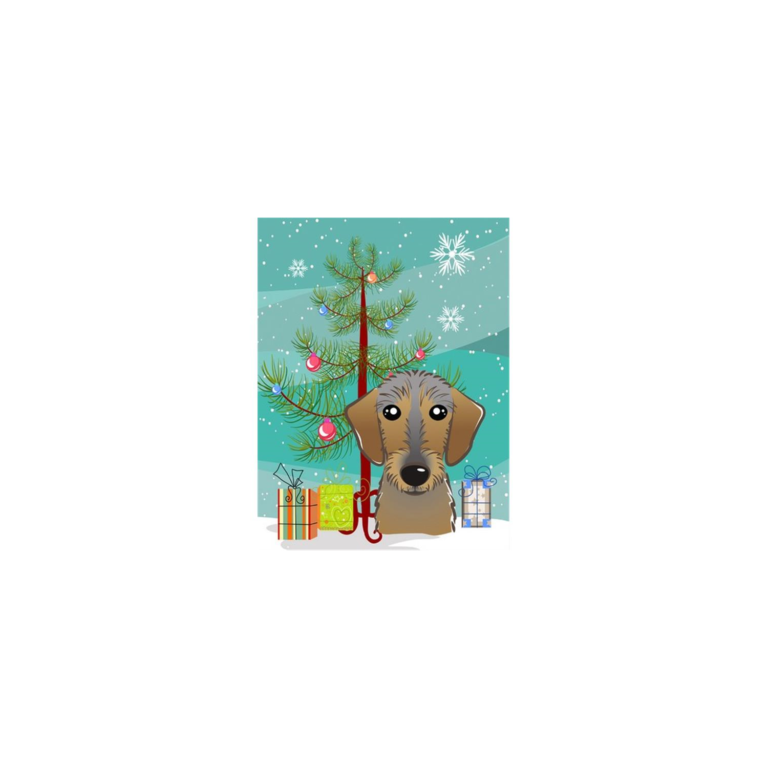 Carolines Treasures BB1605GF Christmas Tree And Wirehaired Dachshund Flag Garden Size