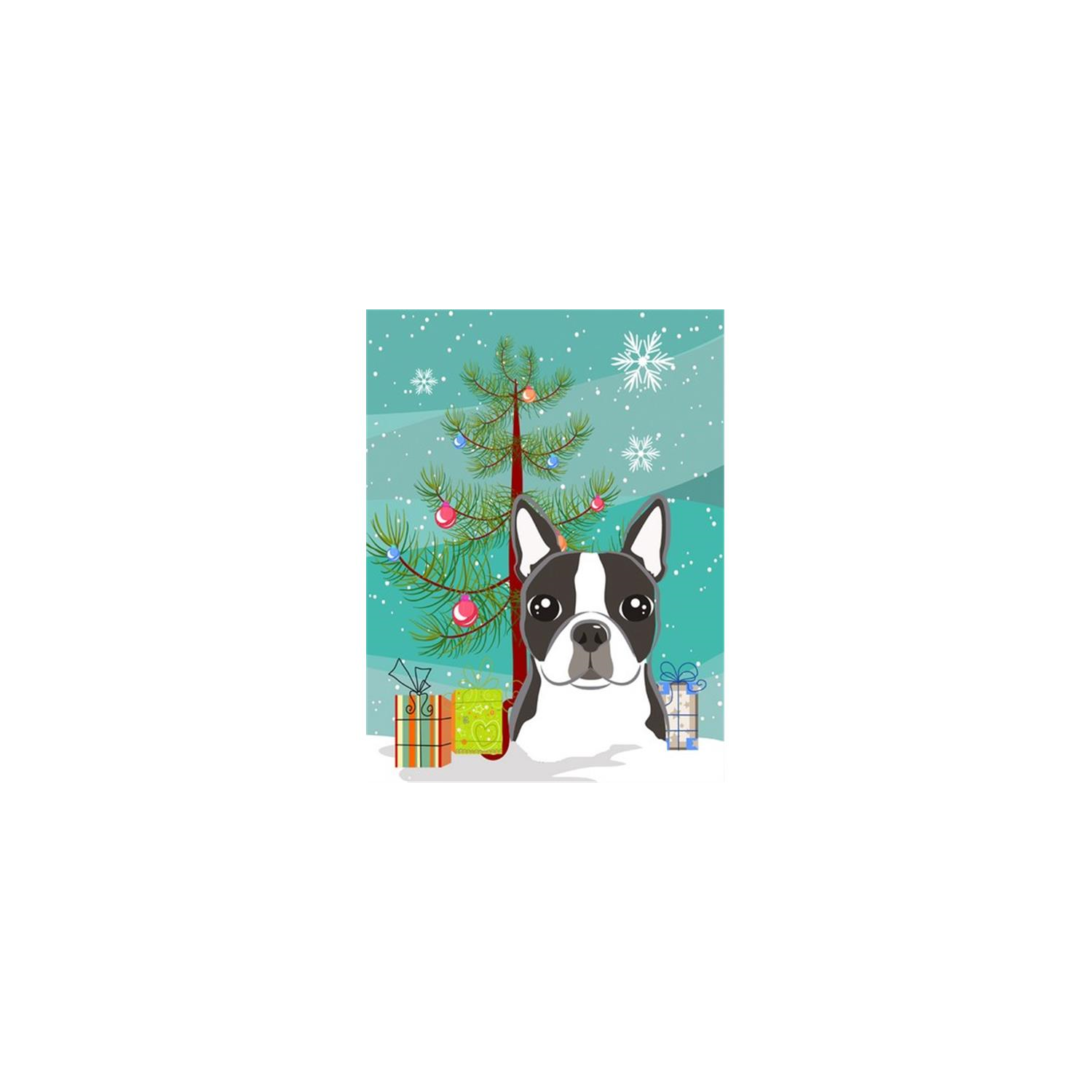 Carolines Treasures BB1575GF Christmas Tree And Boston Terrier Flag Garden Size