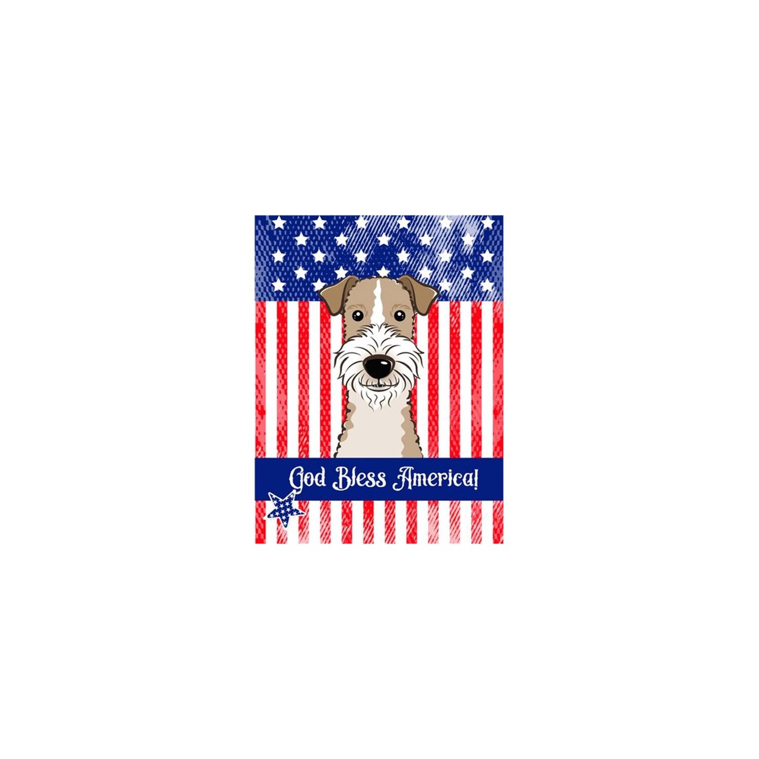 Carolines Treasures BB2177GF God Bless American Flag with Wire Haired Fox Terrier Flag Garden