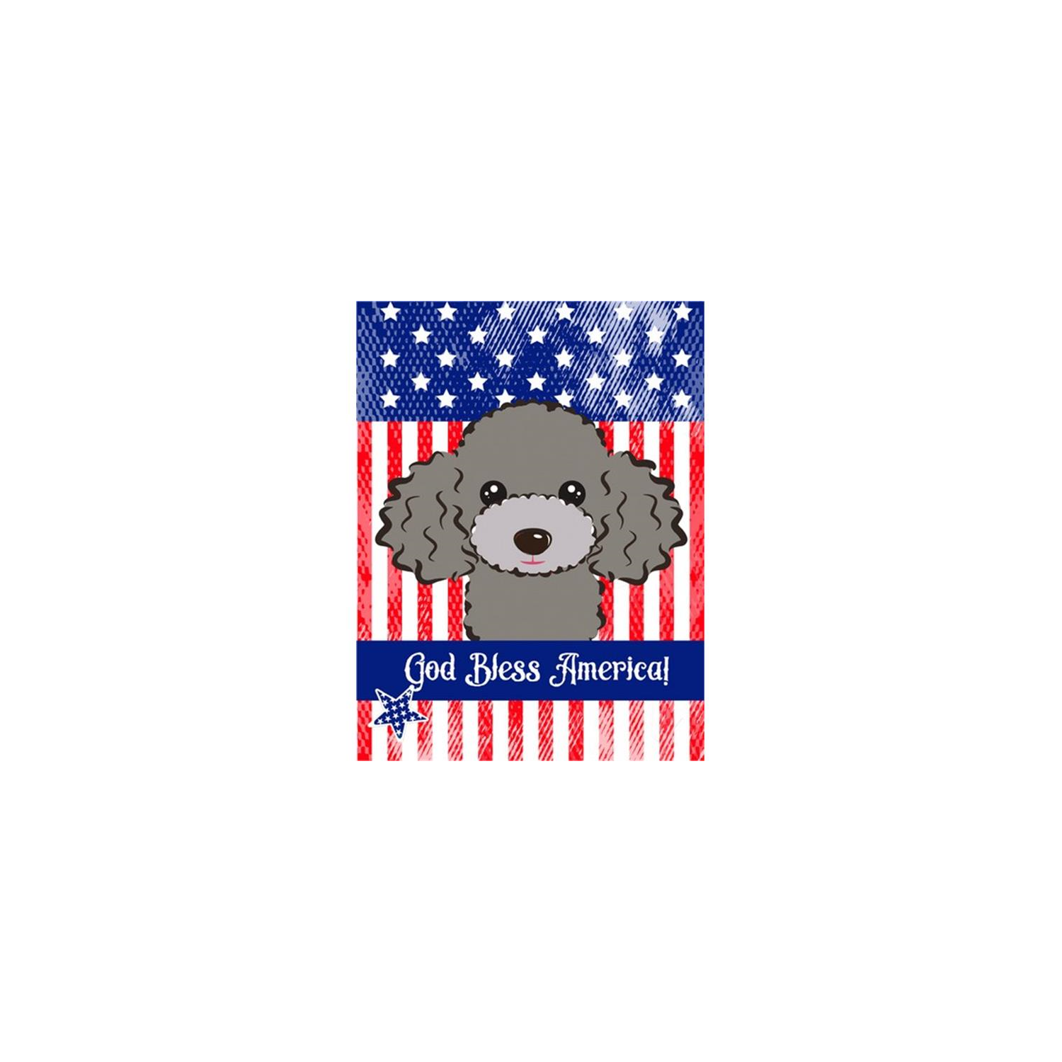 Carolines Treasures BB2189GF God Bless American Flag with Silver Gray Poodle Flag Garden