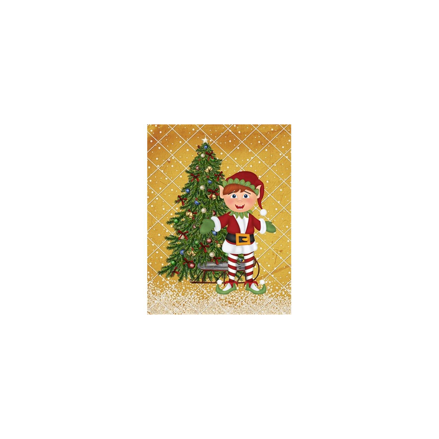 Carolines Treasures SB3115GF Santas Elf And Christmas Tree Flag Garden Size