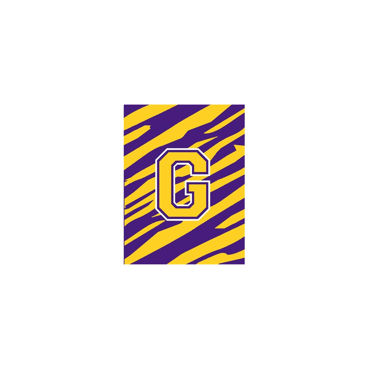 Carolines Treasures CJ1022-G-CHF 28 x 40 in. Tiger Stripe Purple Gold Letter G Monogram Initial Flag House Size
