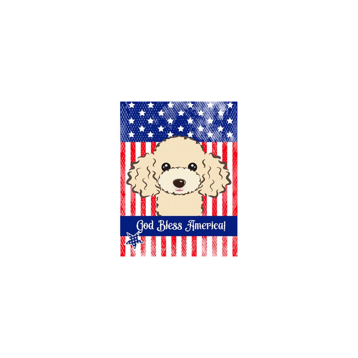 Carolines Treasures BB2188CHF God Bless American Flag with Buff Poodle Canvas House Flag