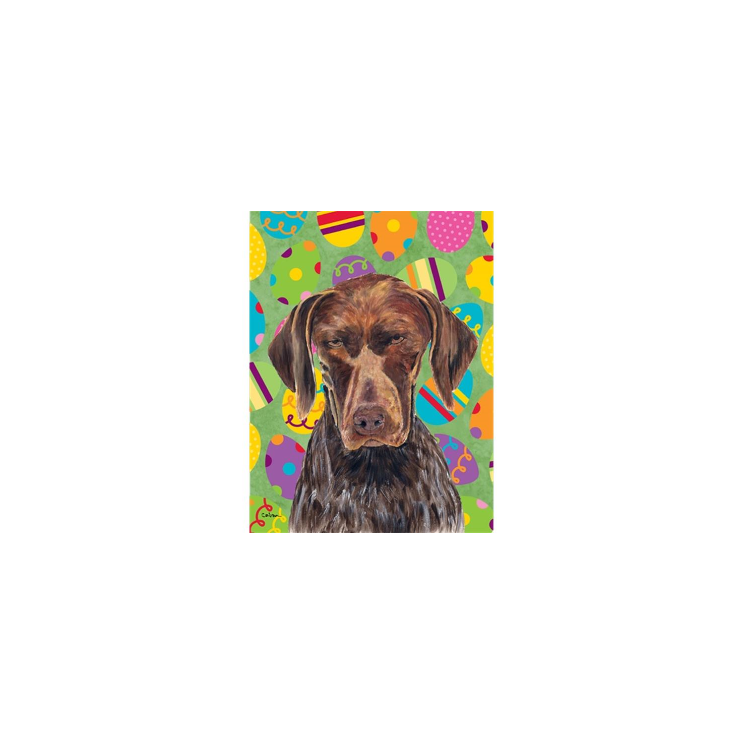 Carolines Treasures SC9475CHF 28 x 40 in. German Shorthaired Pointer Easter Eggtravaganza House Size Canvas Flag