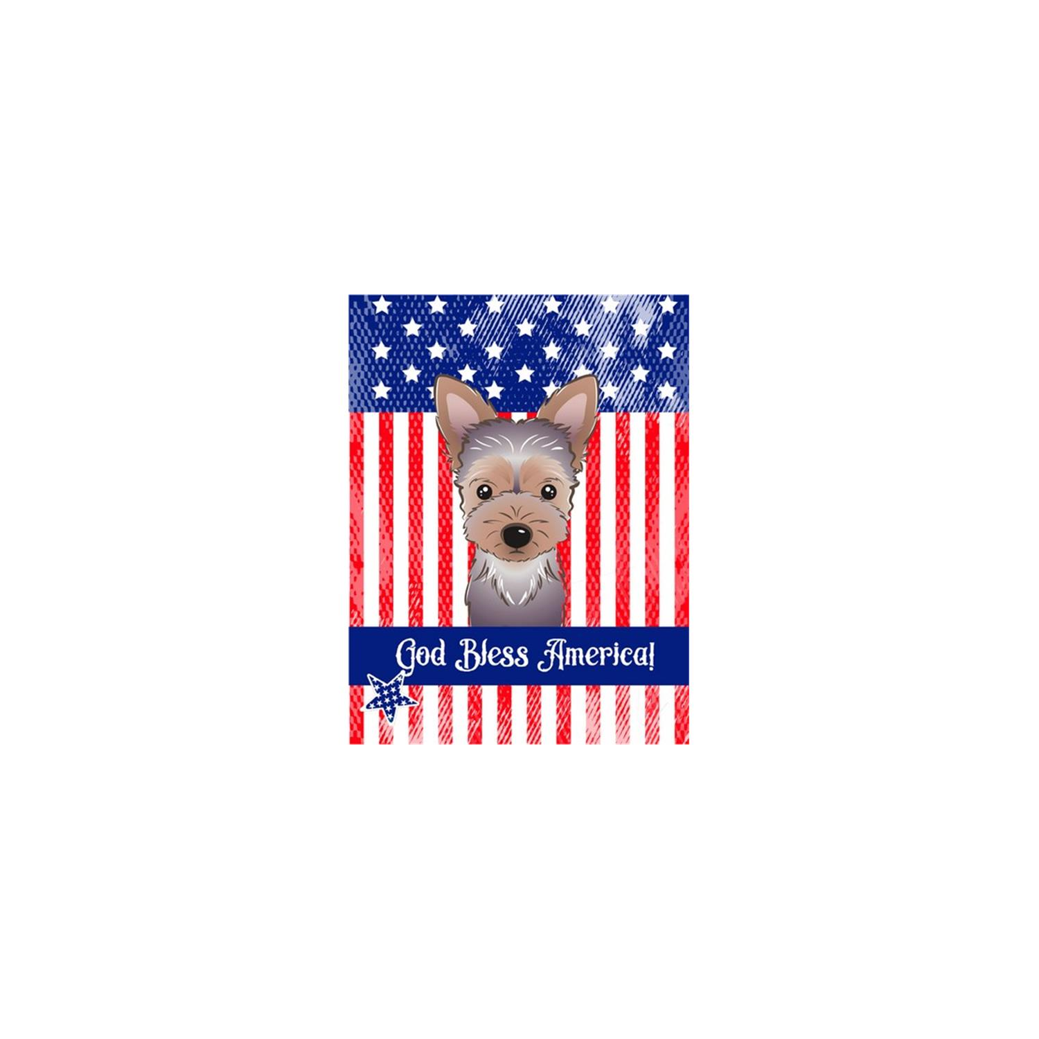 Carolines Treasures BB2162CHF God Bless American Flag with Yorkie Puppy Canvas House Flag