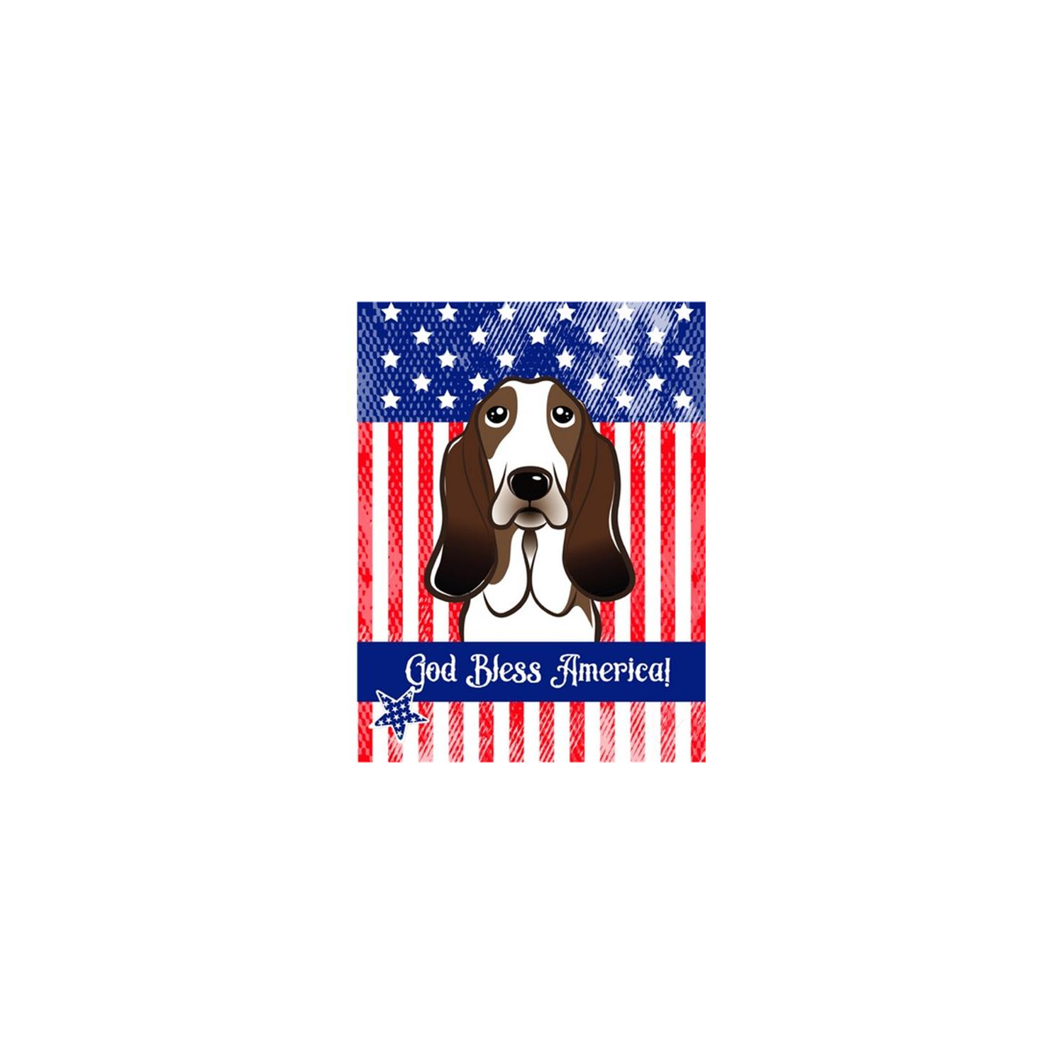 Carolines Treasures BB2173CHF God Bless American Flag with Basset Hound Canvas House Flag