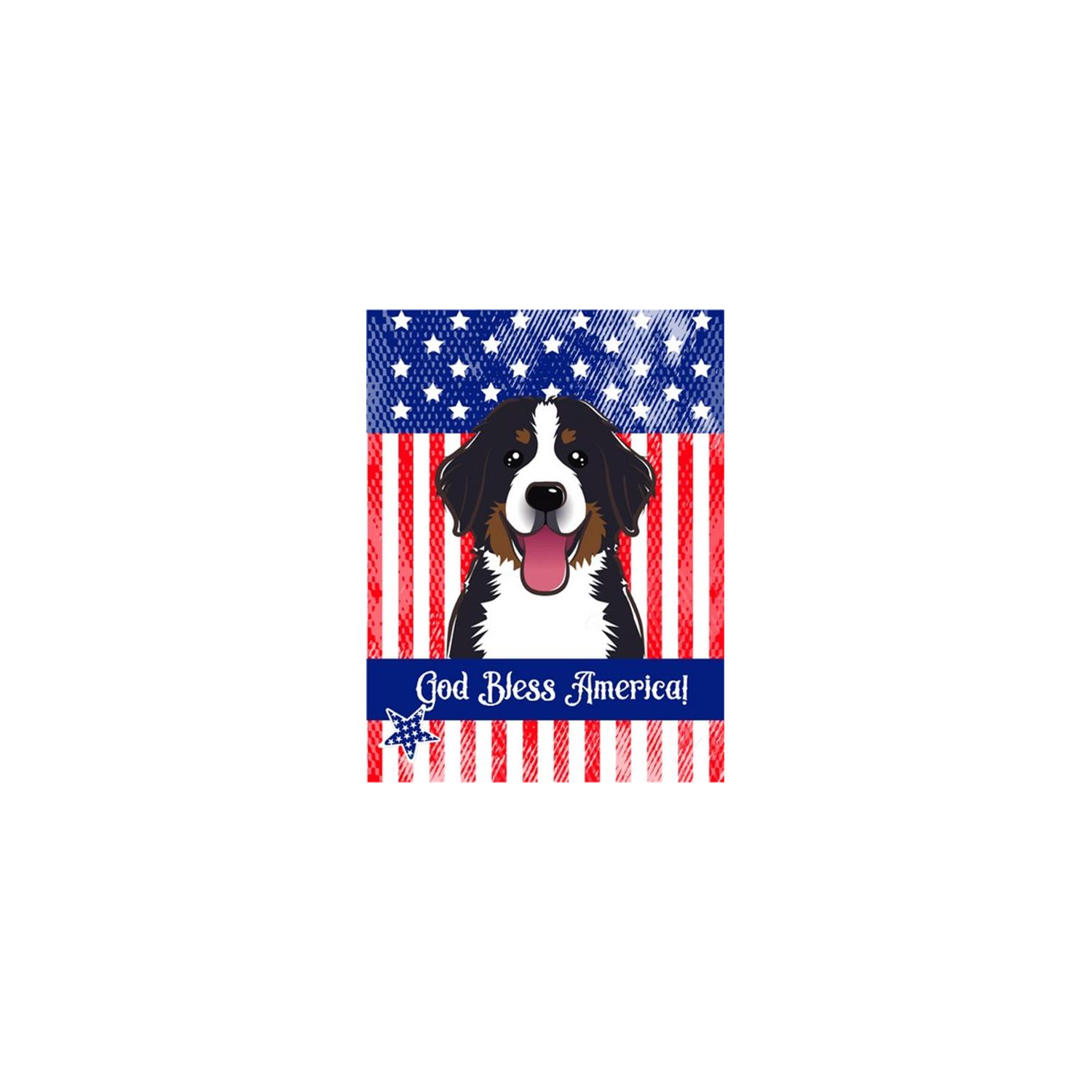 Carolines Treasures BB2167CHF God Bless American Flag with Bernese Mountain Dog Canvas House Flag
